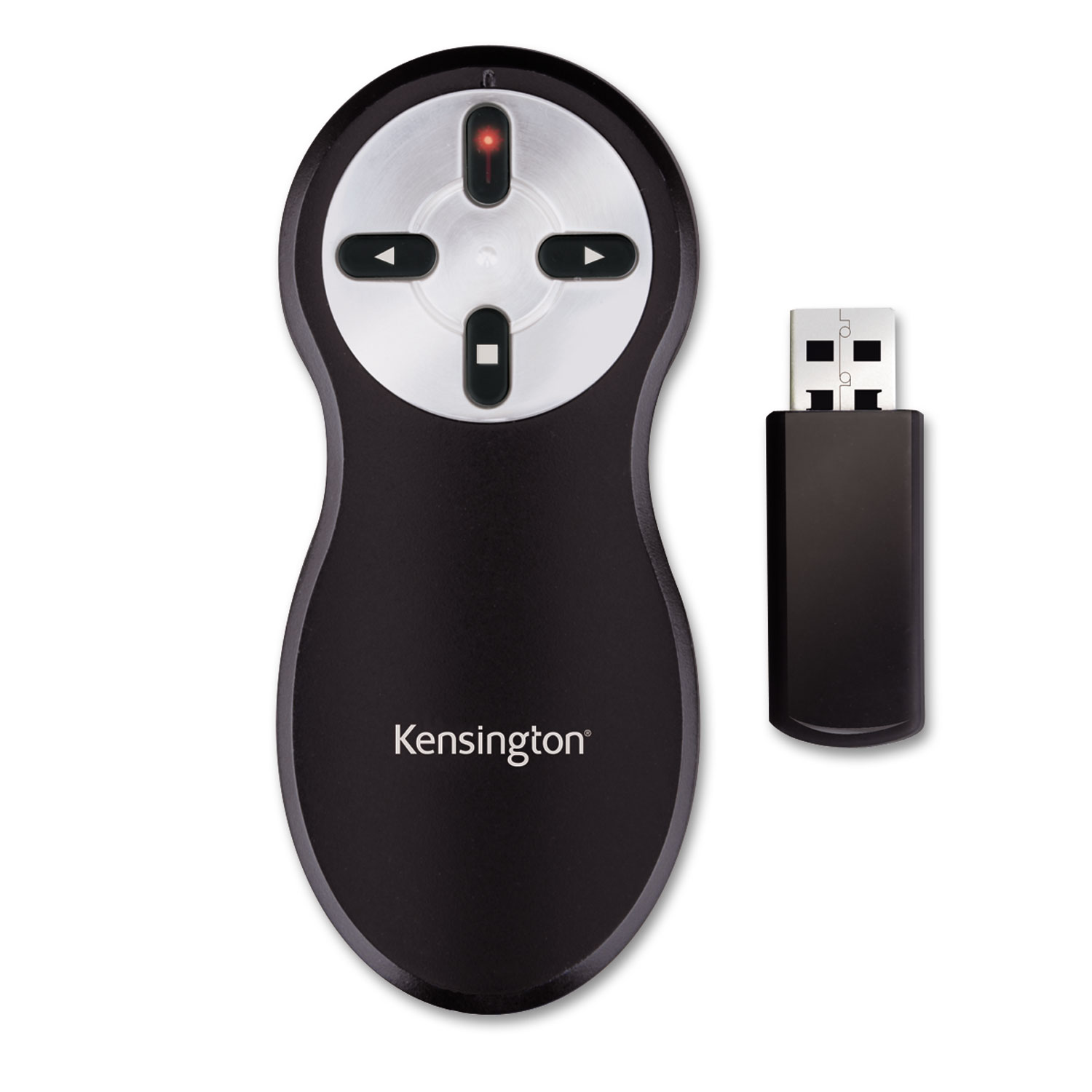  Kensington K33374USB Wireless Presenter with Red Laser, 65 ft. Range, Black/Silver (KMW33374) 