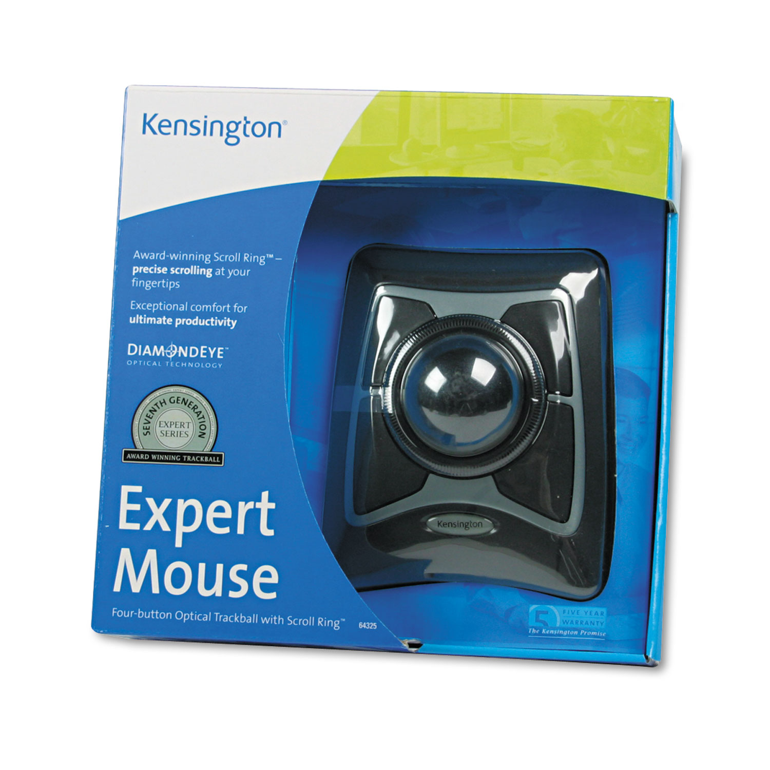Expert Mouse Wired Trackball, Scroll Ring, Black/Silver