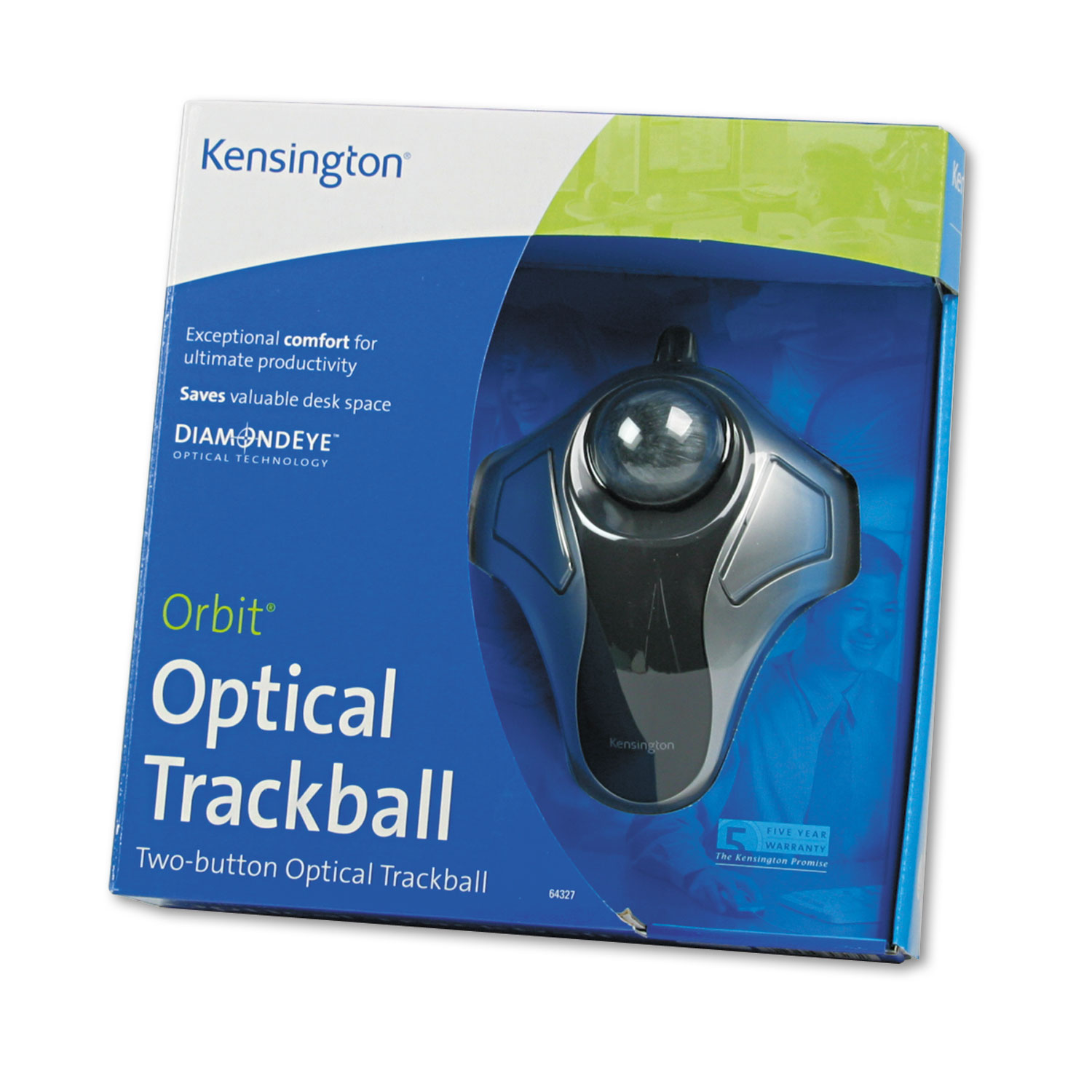 Optical Orbit Trackball Mouse, Two-Button, Black/Silver
