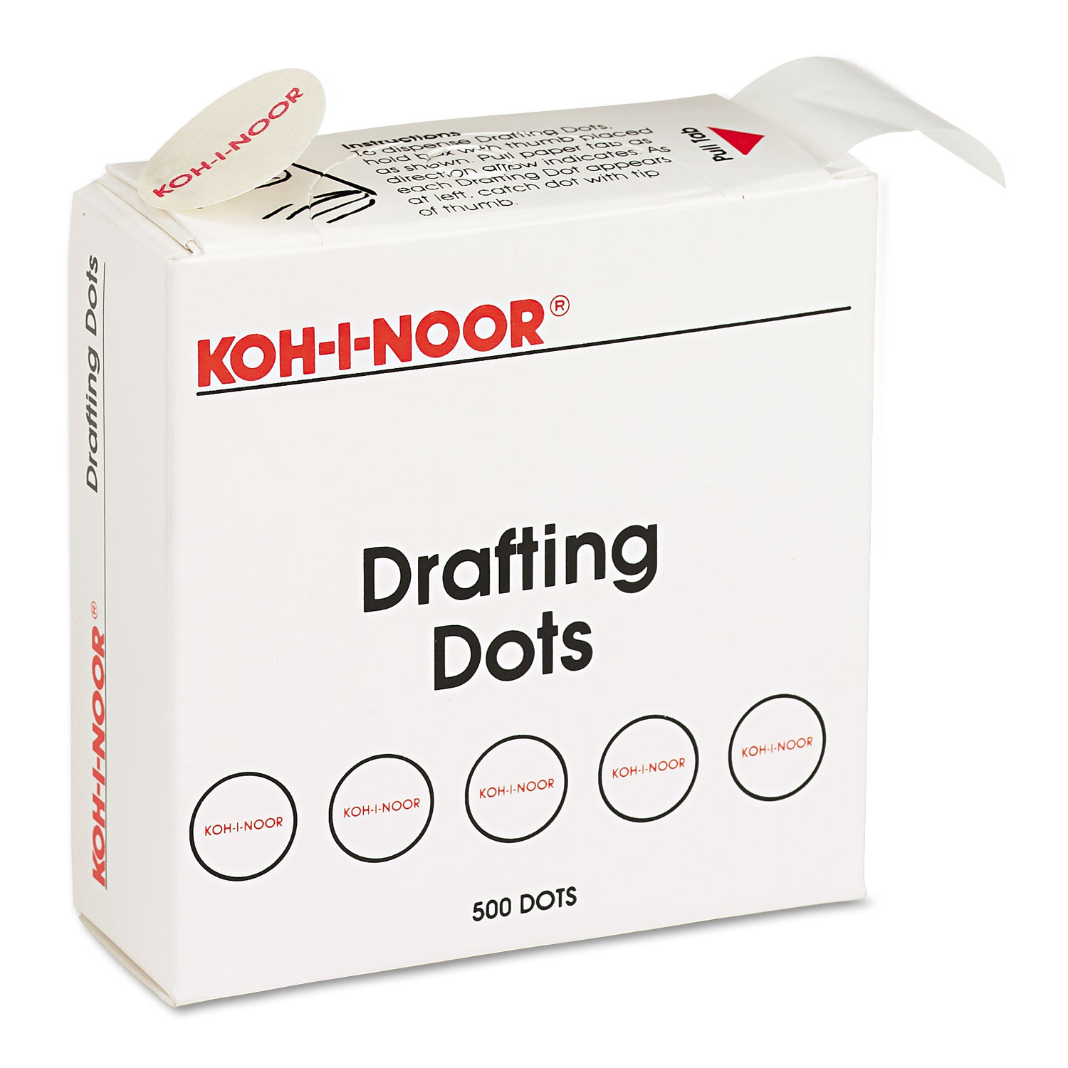  Koh-I-Noor 25900J01 Adhesive Drafting Dots, 0.88 dia, Dries Clear, 500/Box (KOH25900J01) 