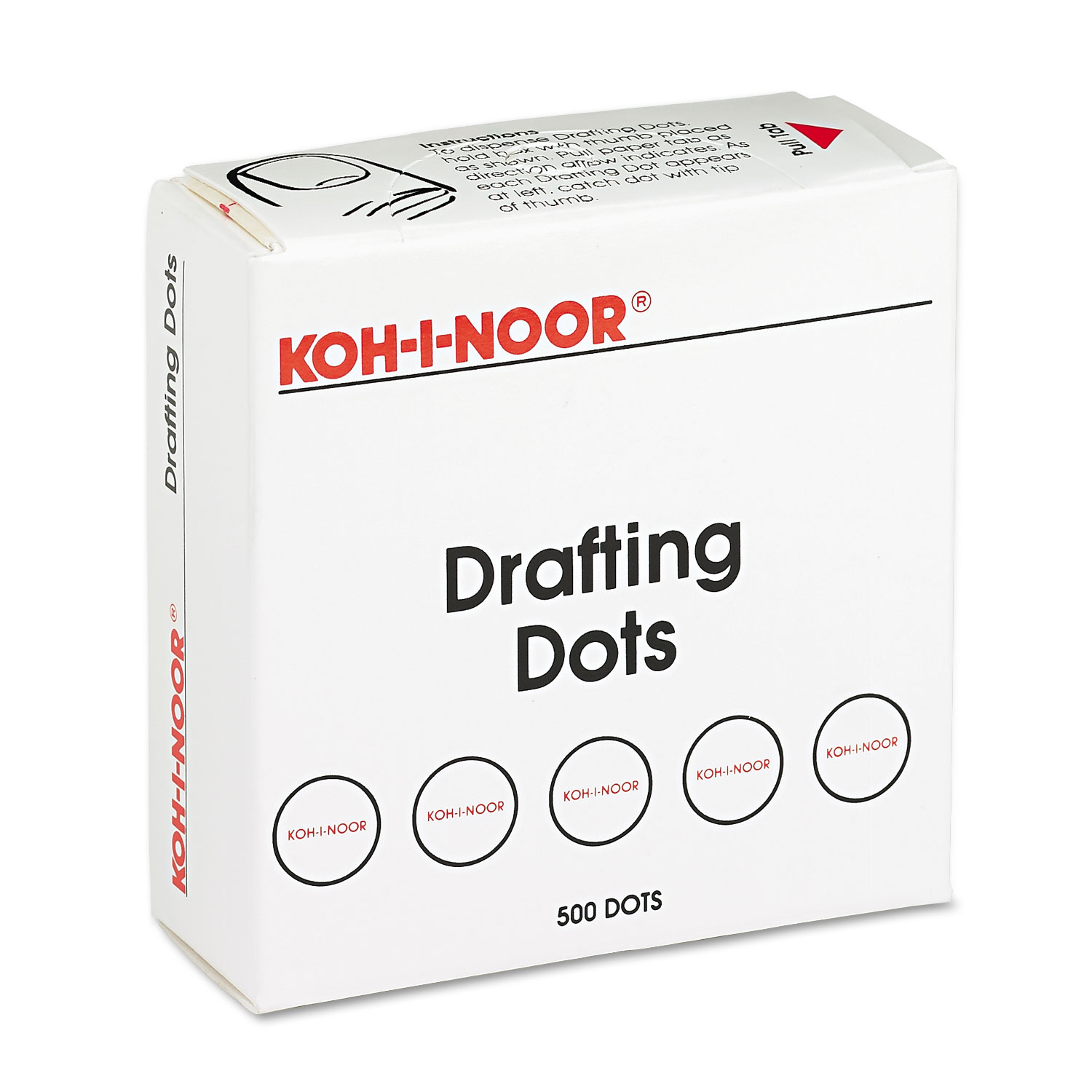 Adhesive Drafting Dots w/Dispenser, 7/8in dia, White, 500/Box