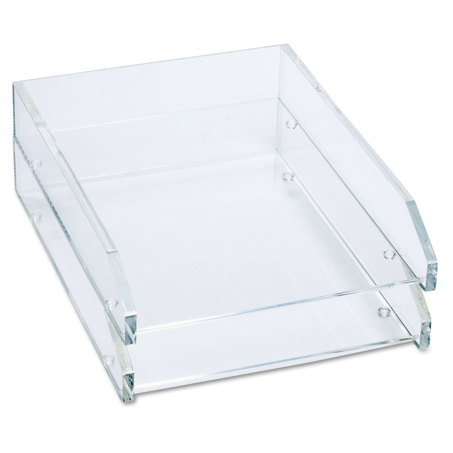  Kantek AD-15 Clear Acrylic Letter Tray, 2 Sections, Letter Size Files, 10.5 x 13.75 x 2.5, Clear, 2/Pack (KTKAD15) 