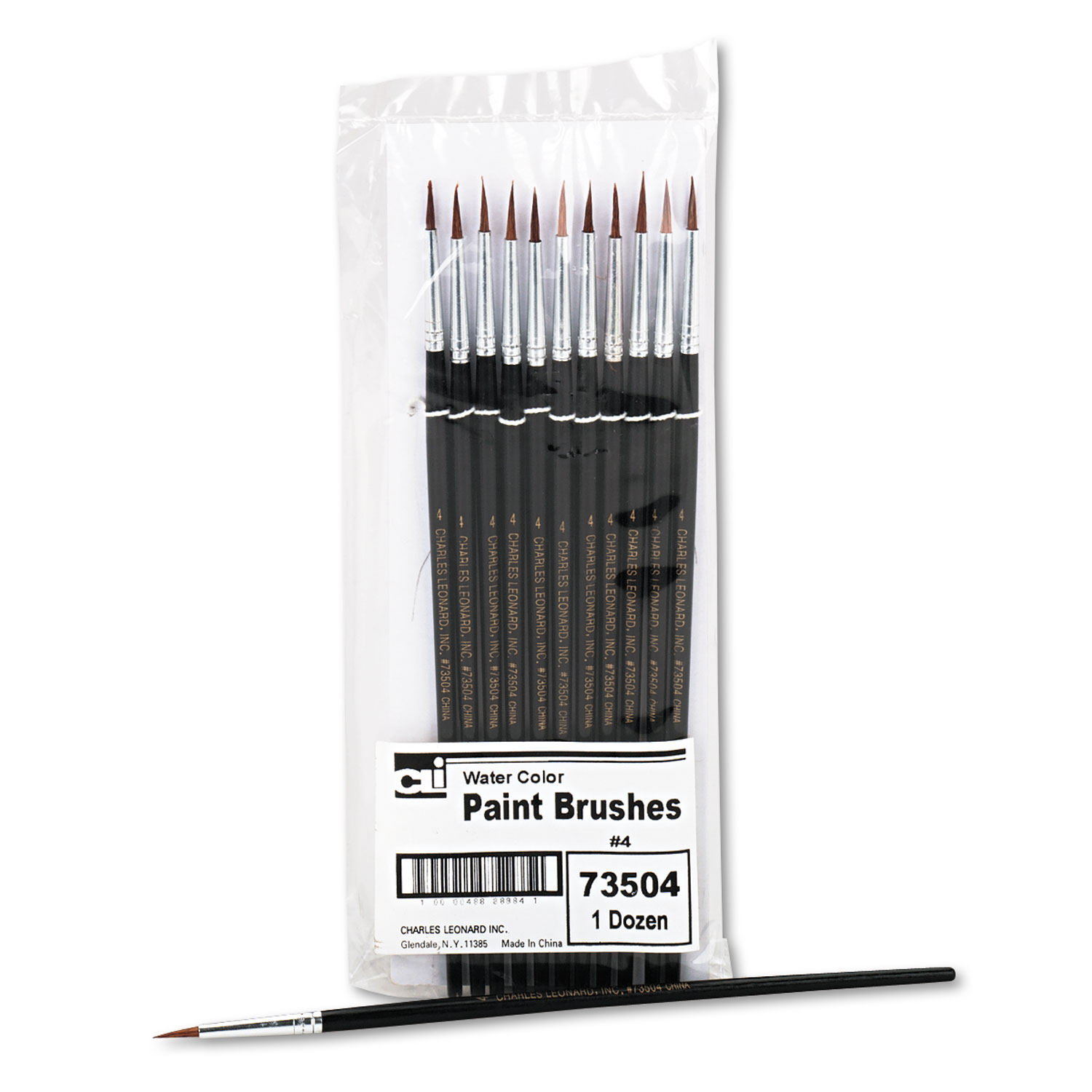 Artist Brush, Size 4, Camel Hair, Round Profile, 12/Pack - Archie Supply