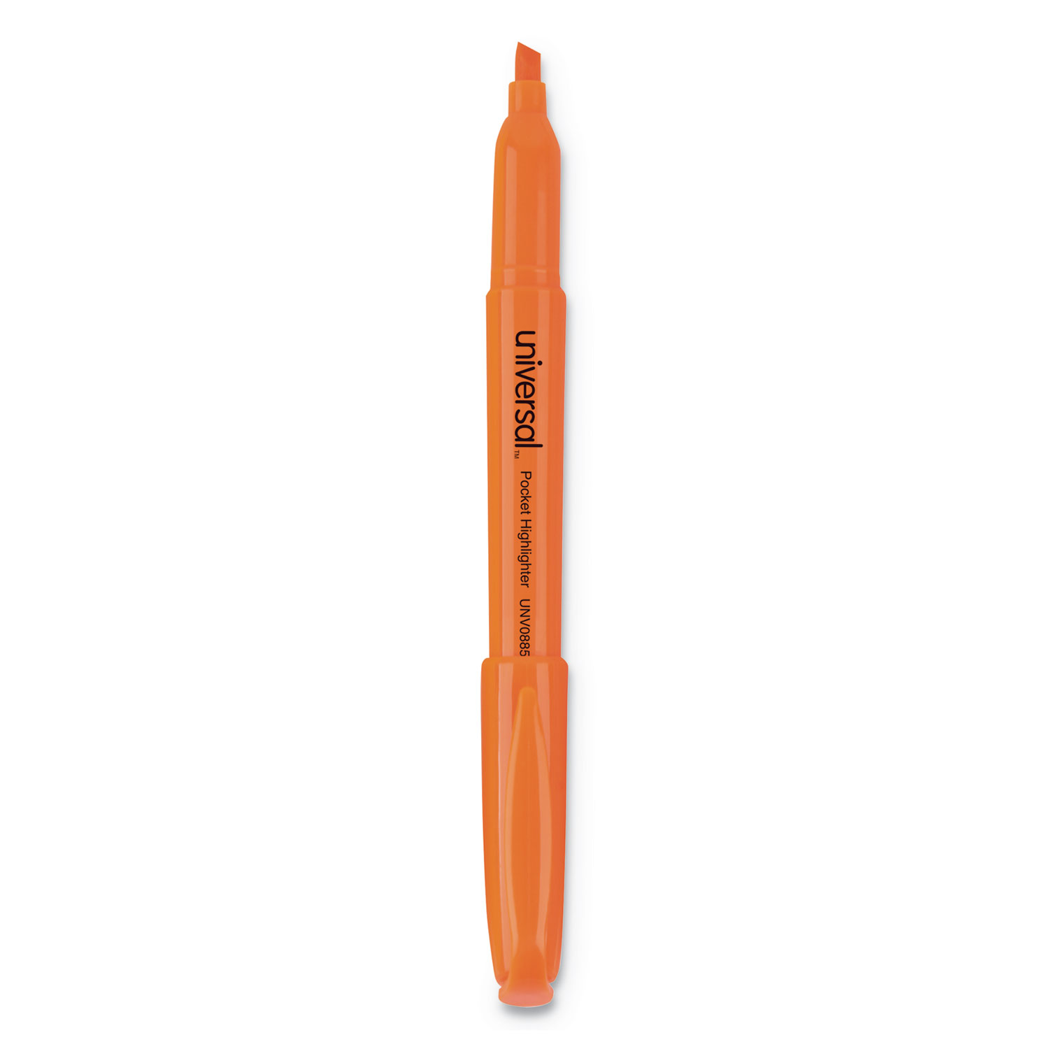 Pocket Clip Highlighter, Chisel Tip, Fluorescent Orange Ink, Dozen