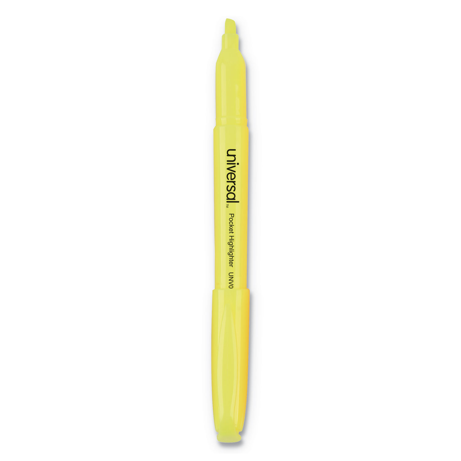 Pocket Clip Highlighter, Chisel Tip, Fluorescent Yellow Ink, Dozen