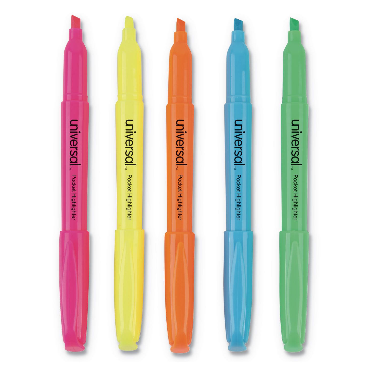  Universal UNV08850 Pocket Highlighters, Chisel Tip, Assorted Colors, 5/Set (UNV08850) 