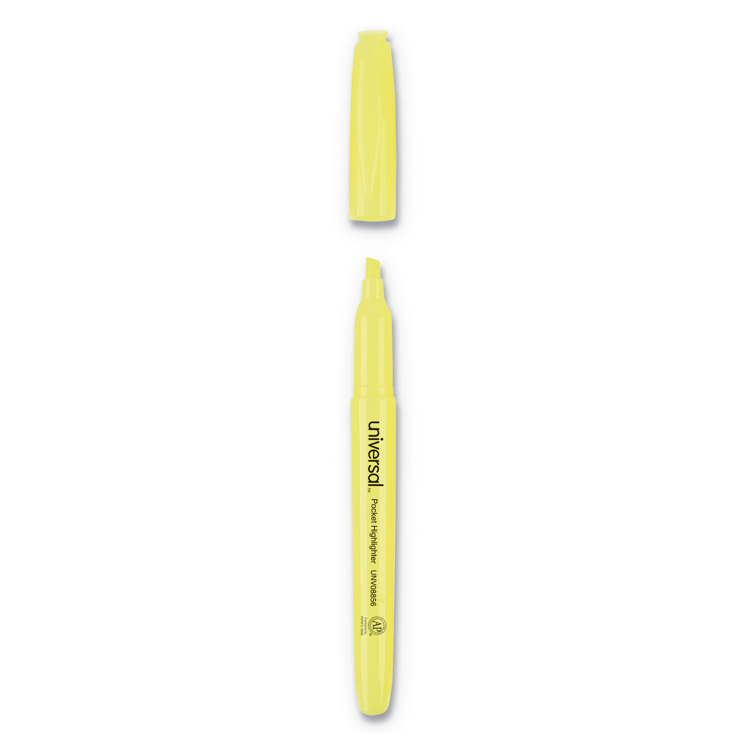 Pocket Clip Highlighter, Chisel Tip, Fluorescent Yellow Ink, 36/Pack