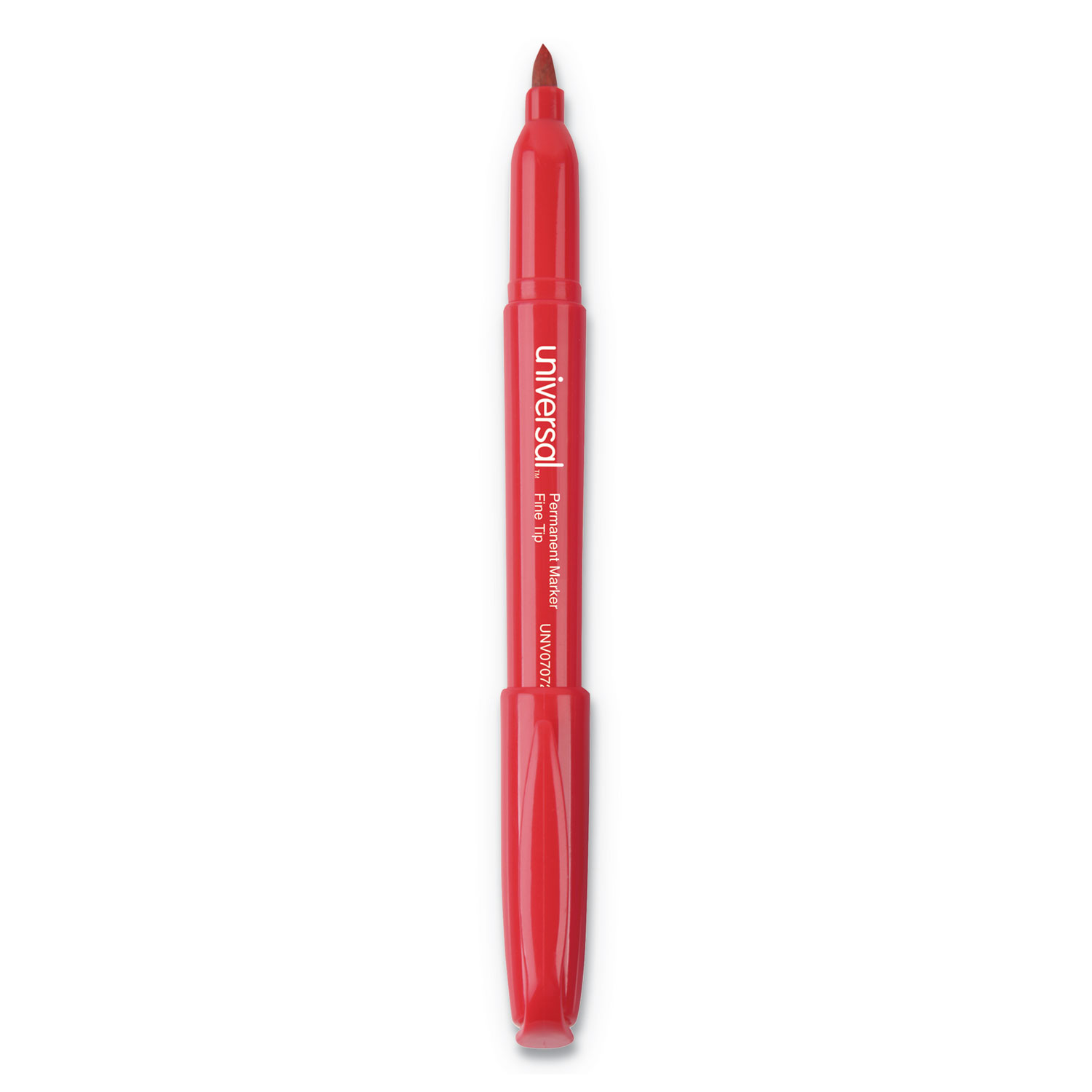 Fine Tip Permanent Marker, Fine Bullet Tip, Red, Dozen