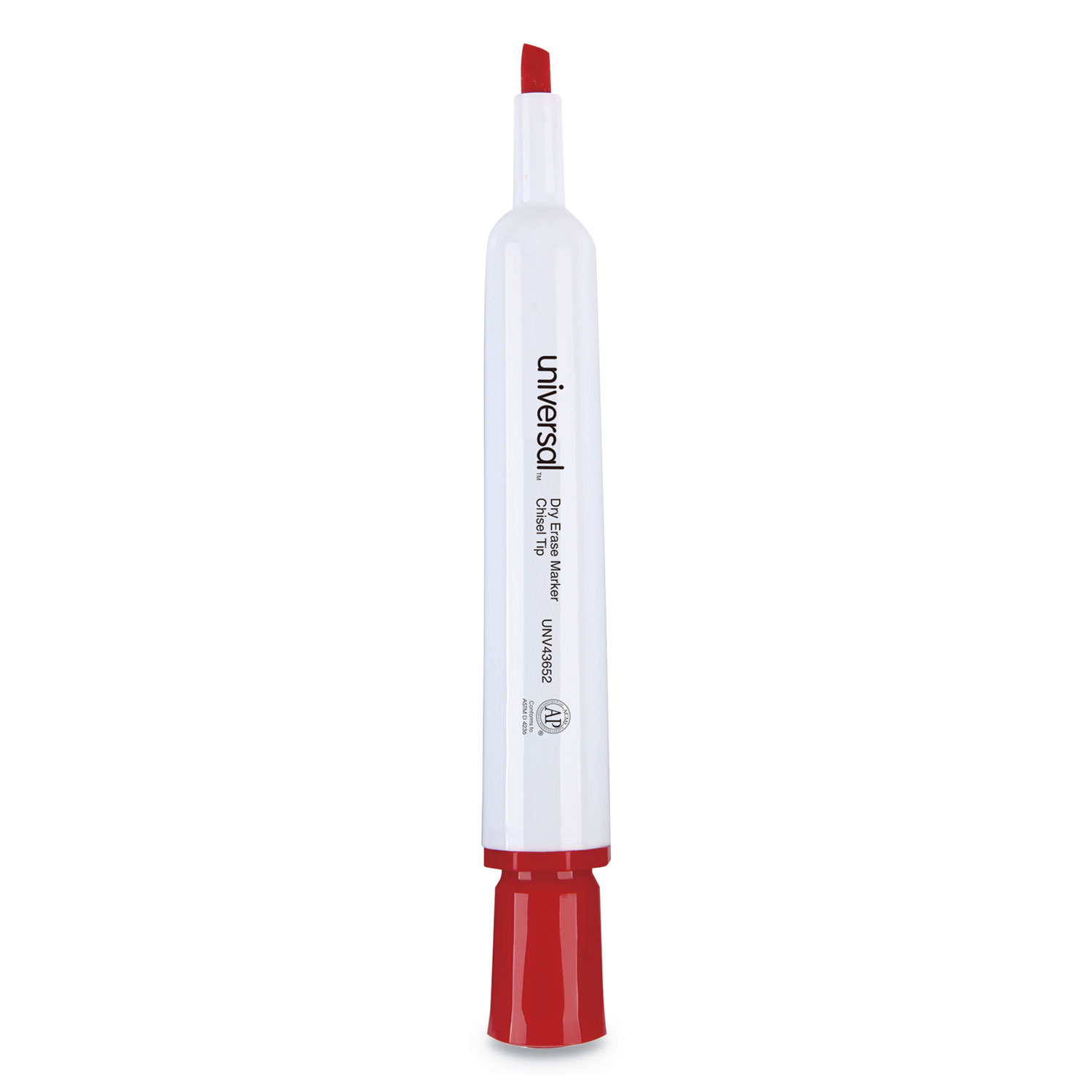  Universal UNV43652 Dry Erase Marker, Broad Chisel Tip, Red, Dozen (UNV43652) 