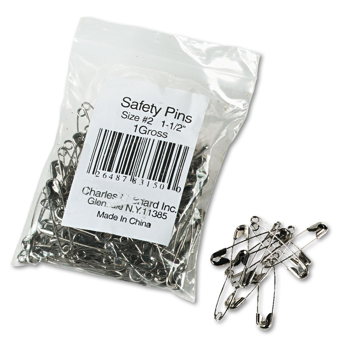  Charles Leonard 83150 Safety Pins, Nickel-Plated, Steel, 1 1/2 Length, 144/Pack (LEO83150) 