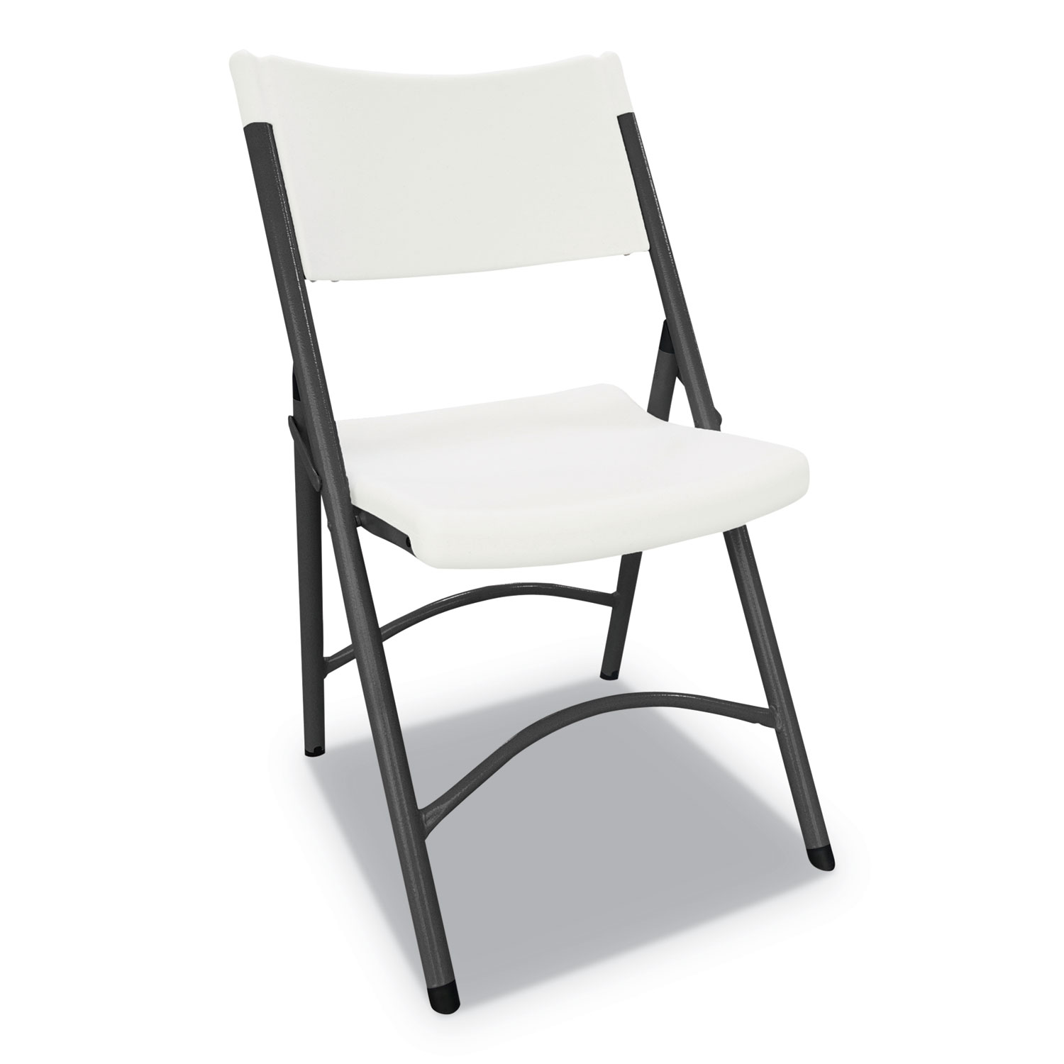 Premium Molded Resin Folding Chair White Seat White Back Dark Gray Base Zerbee