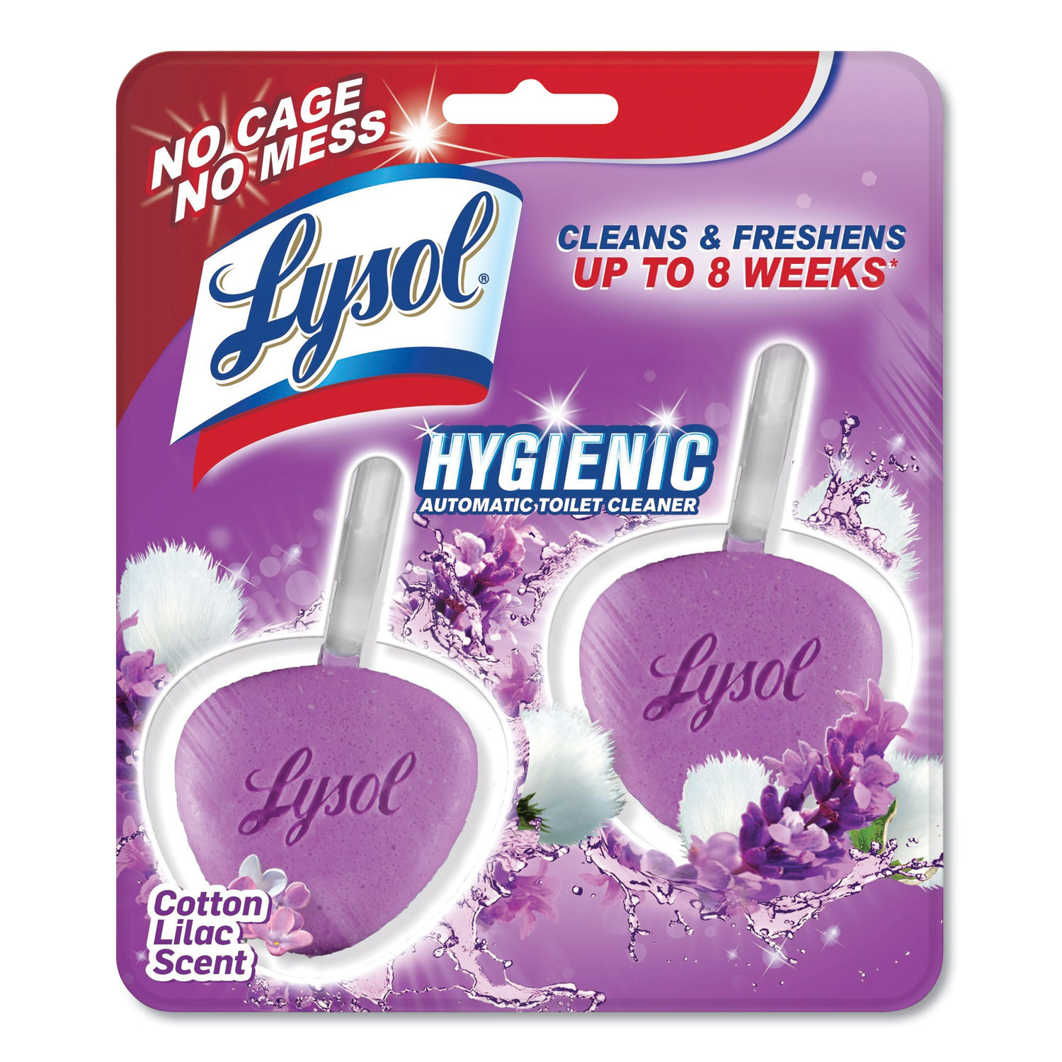  LYSOL Brand 19200-83722 Hygienic Automatic Toilet Bowl Cleaner, Cotton Lilac, 2/Pack (RAC83722) 