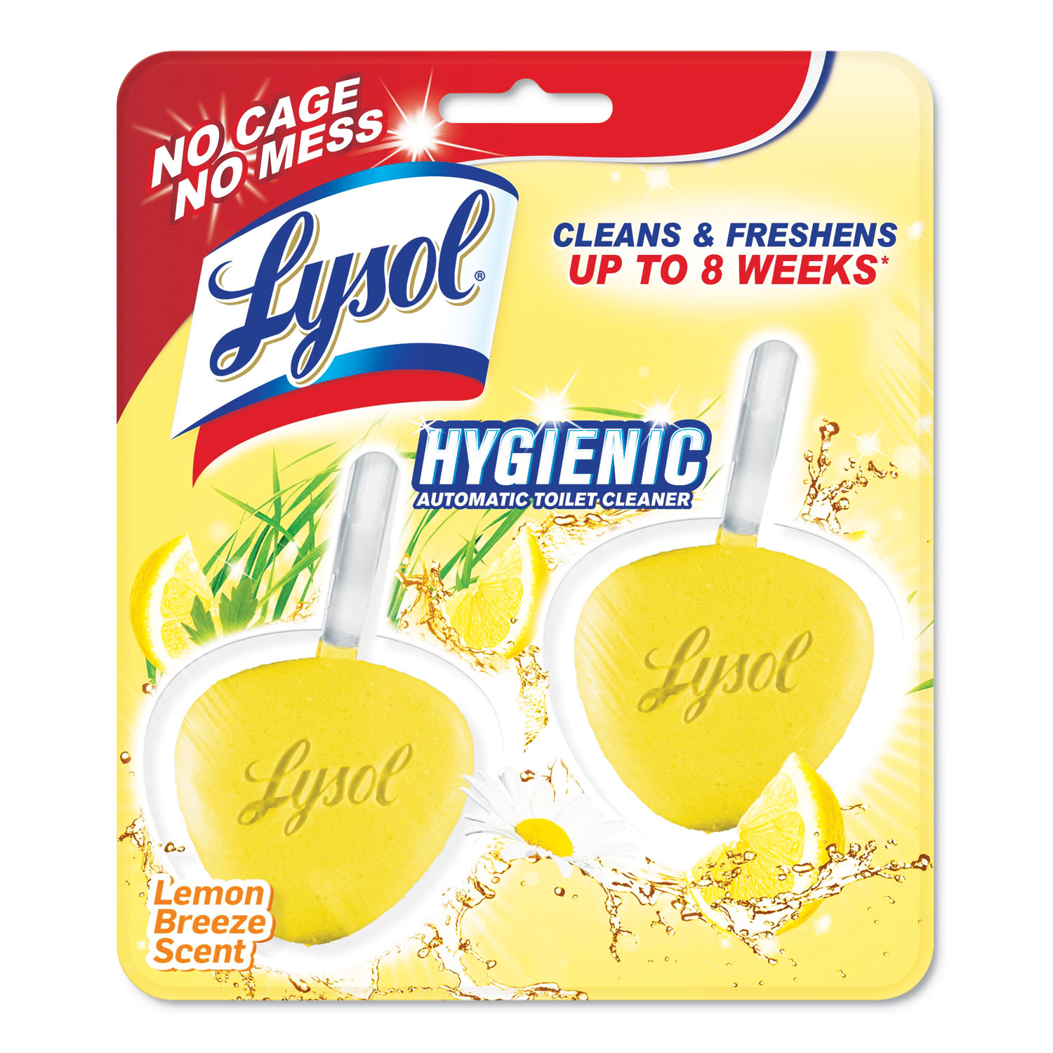  LYSOL Brand 19200-83723 Hygienic Automatic Toilet Bowl Cleaner, Lemon Breeze, 2/Pack (RAC83723) 