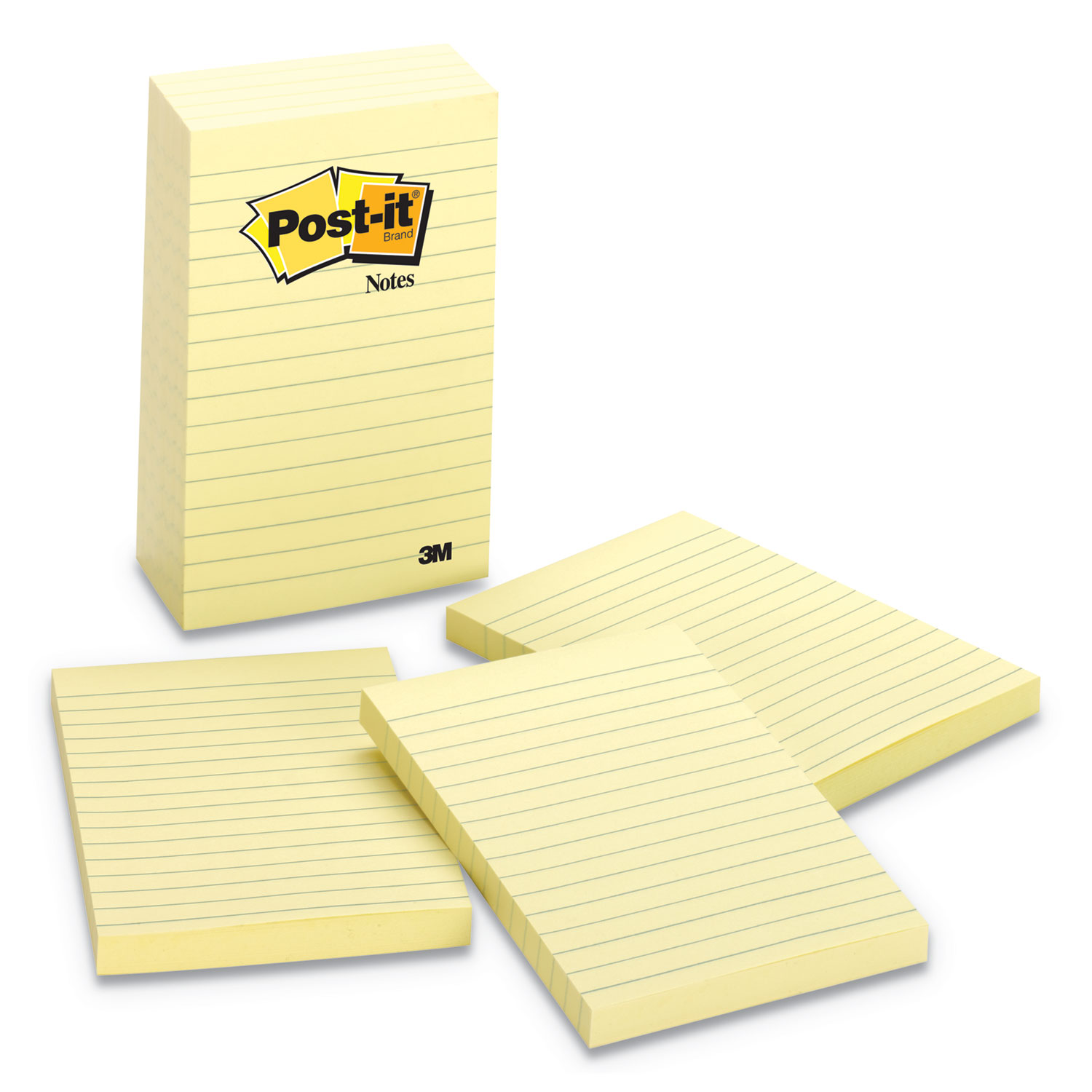  Post-it Notes 660-5PK Original Pads in Canary Yellow, Lined, 4 x 6, 100-Sheet, 5/Pack (MMM6605PK) 
