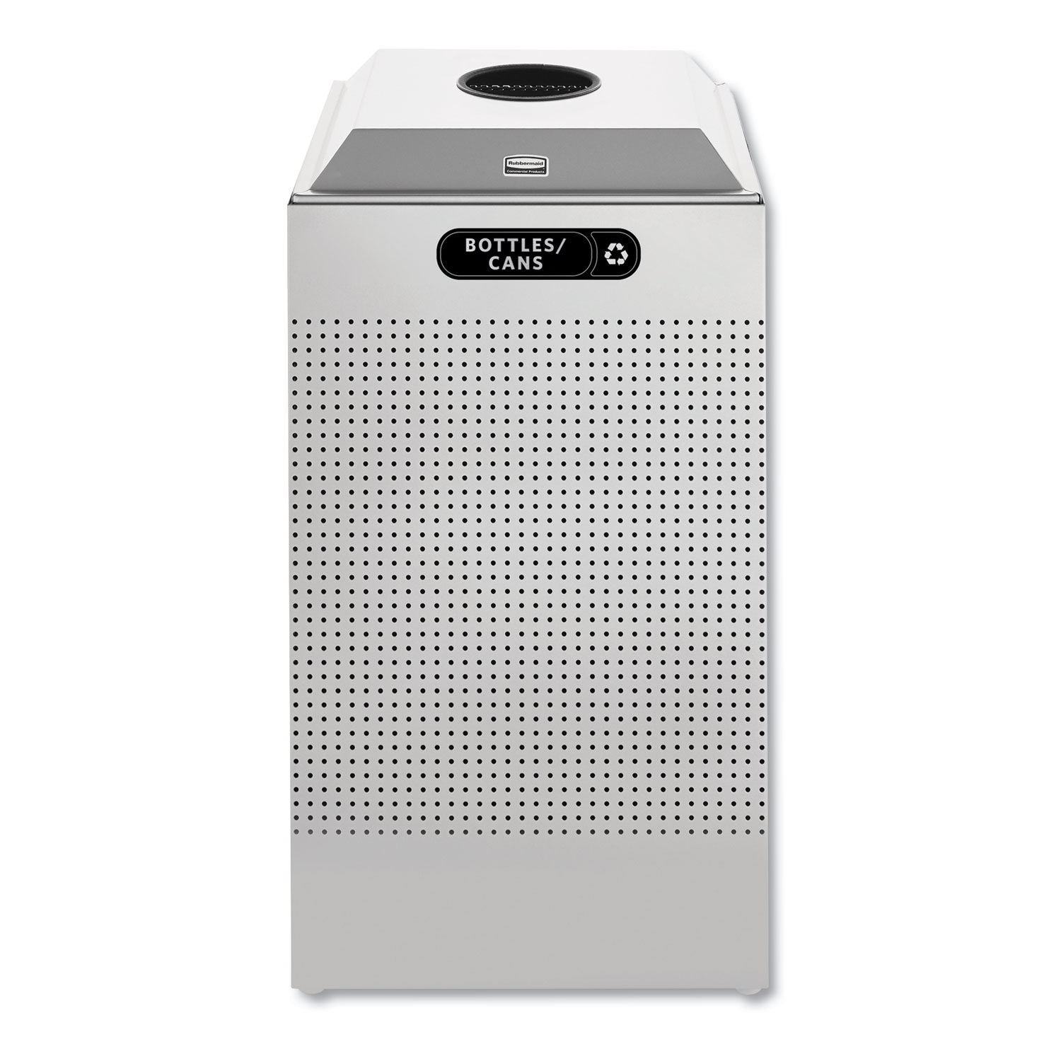 Silhouette Can/Bottle Recycling Receptacle, Square, Steel, 29gal, Silver