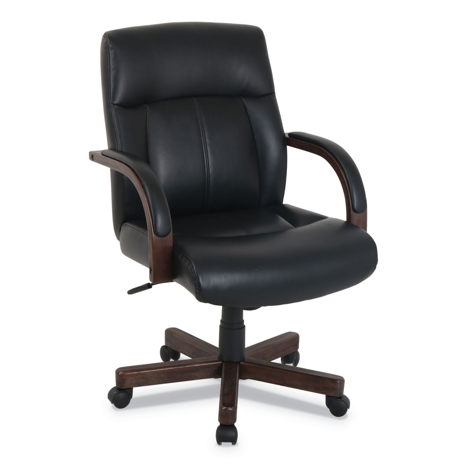  kathy ireland OFFICE by Alera KA641MB kathy ireland OFFICE by Alera Dorian Series Wood-Trim Leather Office Chair, Black Seat/Back, Mahogany Base (ALEKA641MB) 