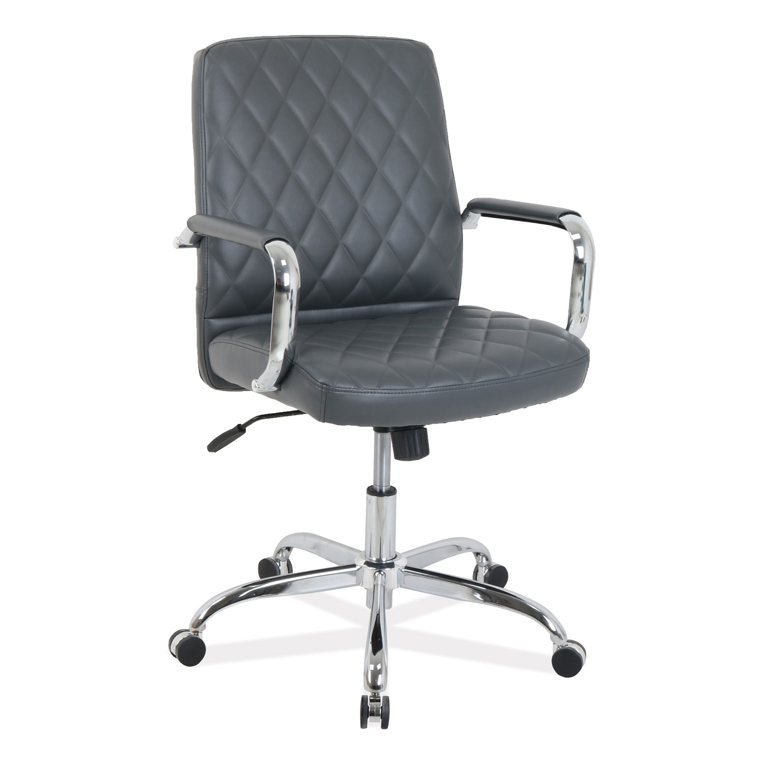  kathy ireland OFFICE by Alera KA54249 kathy ireland OFFICE by Alera Nebulous Mid-Back Diamond-Embossed Leather Chair, Up to 275 lbs., Gray Seat, Chrome Base (ALEKA54249) 