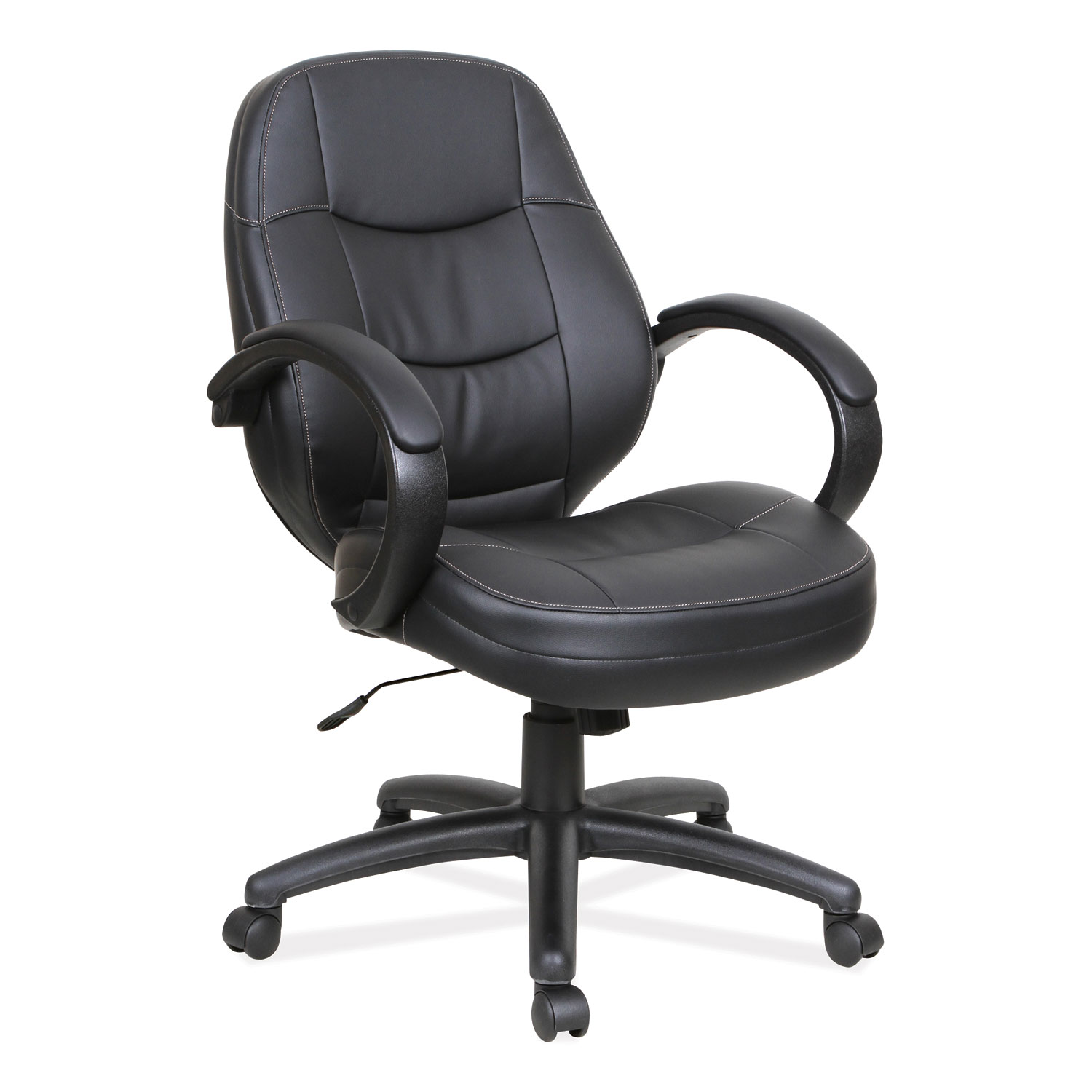  Alera ALEPF4219 Alera PF Series Mid-Back Leather Office Chair, Supports up to 275 lbs., Black Seat/Black Back, Black Base (ALEPF4219) 