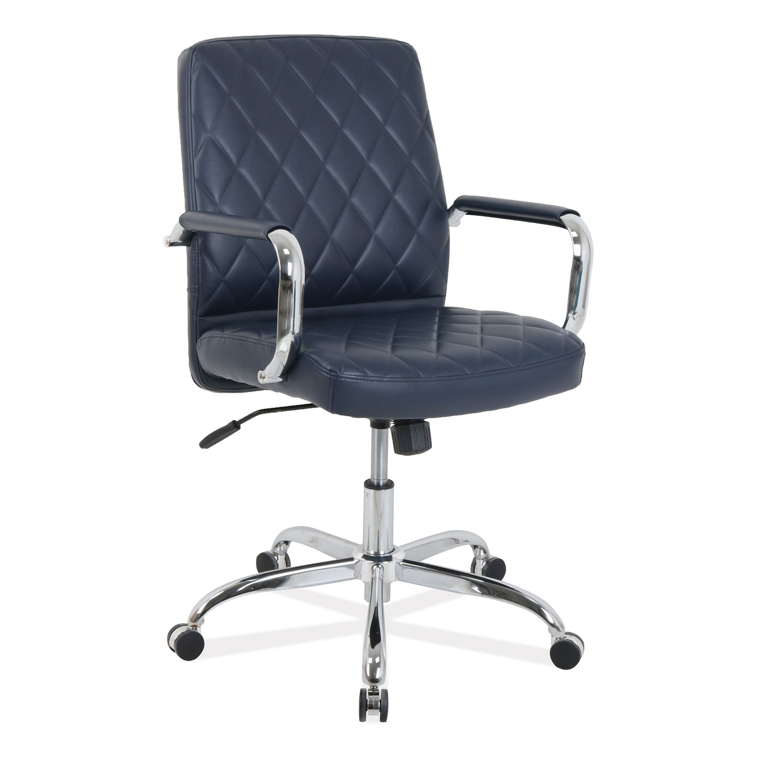  kathy ireland OFFICE by Alera KA54229 kathy ireland OFFICE by Alera Nebulous Mid-Back Diamond-Embossed Leather Chair, Up to 275 lbs., Navy Blue Seat, Chrome Base (ALEKA54229) 
