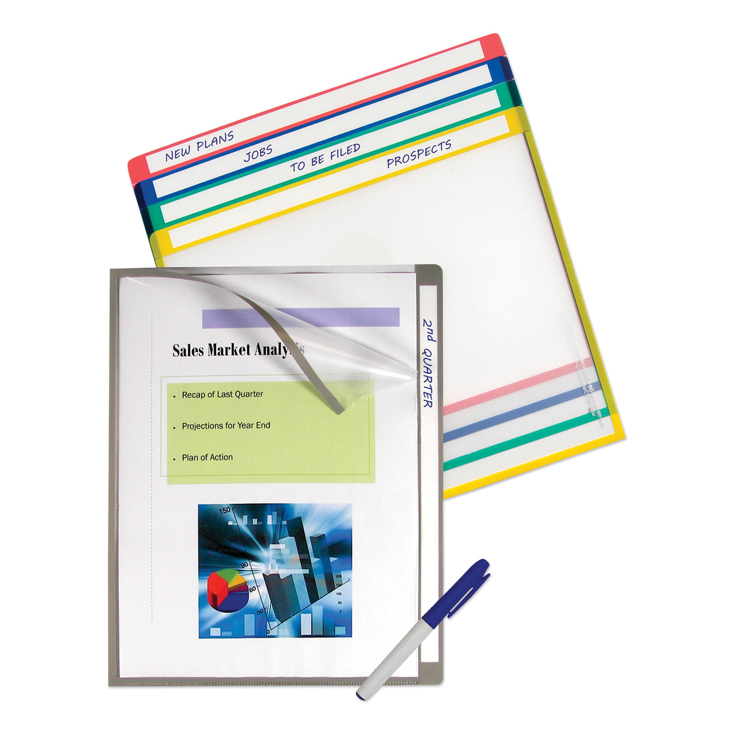 C-Line® Write-On Project Folders, Straight Tab, Letter Size, Assorted Colors, 10/Pack