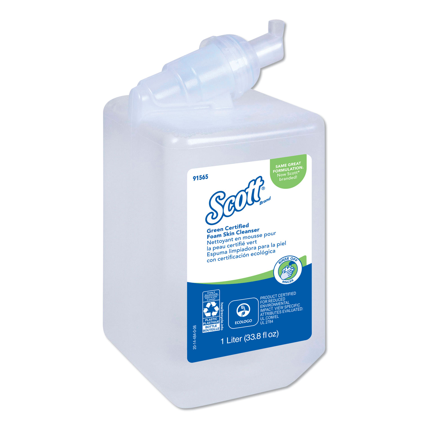  Scott 91565 Essential Green Certified Foam Skin Cleanser, Neutral, 1000 mL Bottle (KCC91565) 