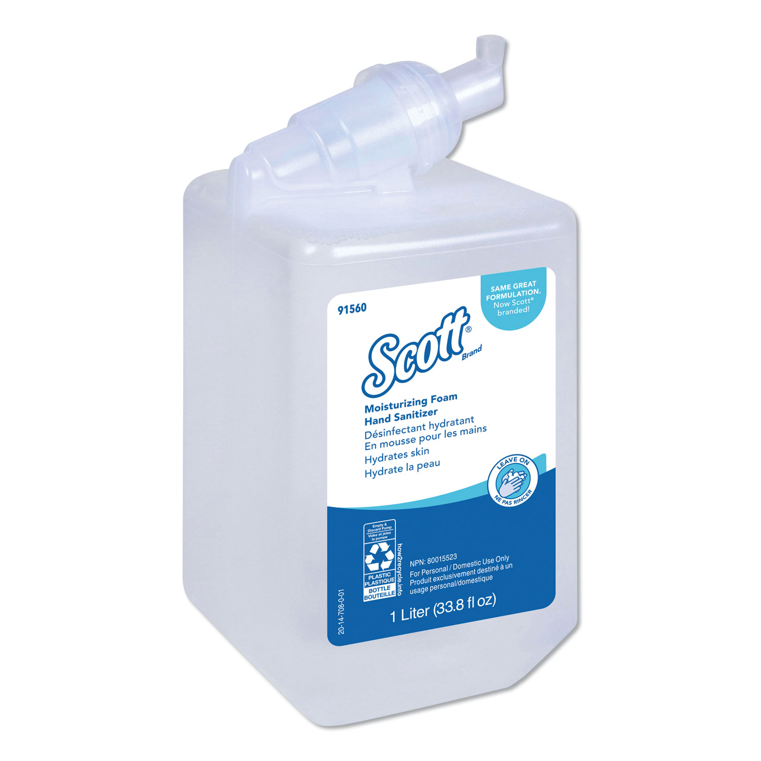  Scott 91560 Pro Moisturizing Foam Hand Sanitizer, 1000mL, Clear, 6/Carton (KCC91560) 