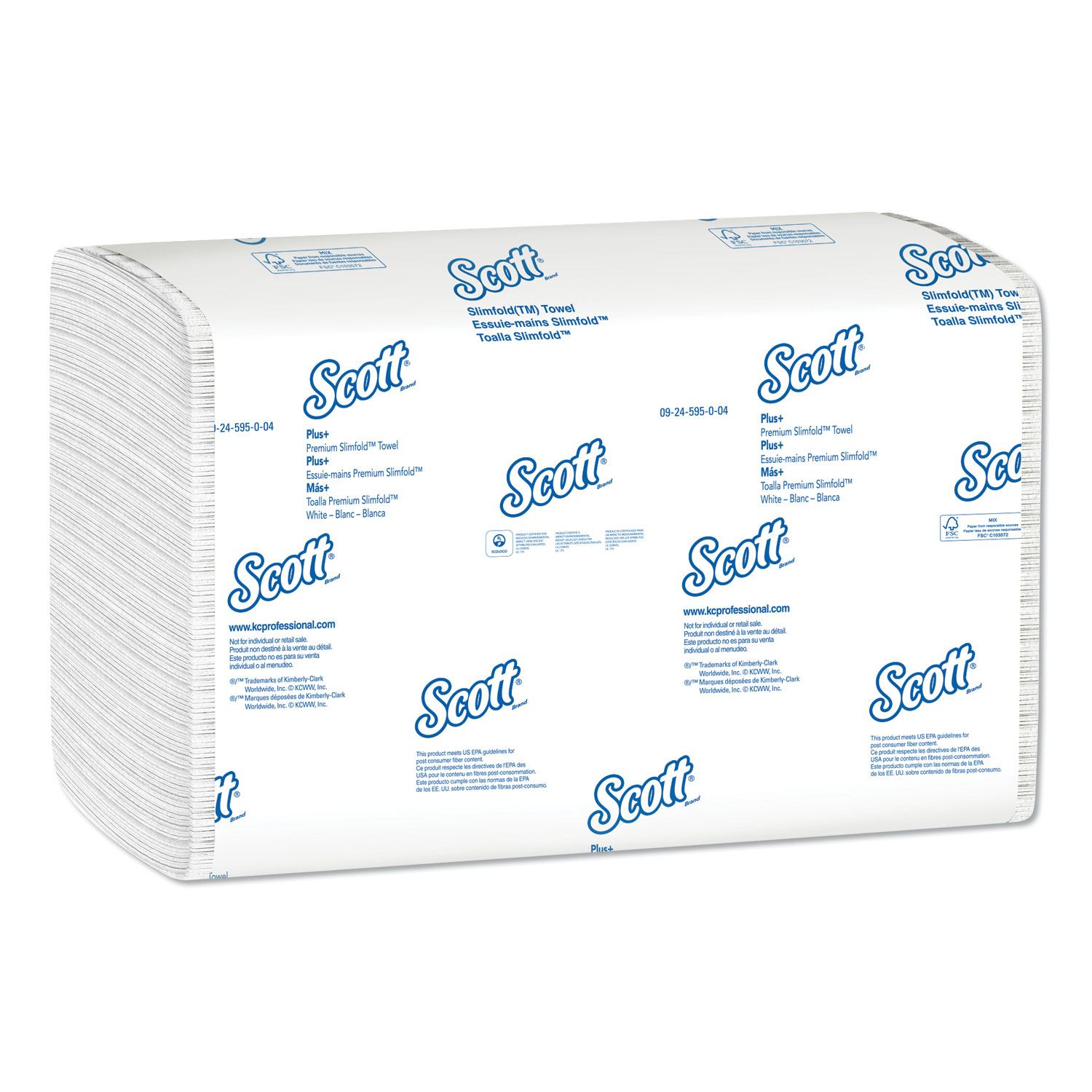  Scott 04442 Control Slimfold Towels, 7 1/2 x 11 3/5, White, 90/Pack, 24 Packs/Carton (KCC04442) 