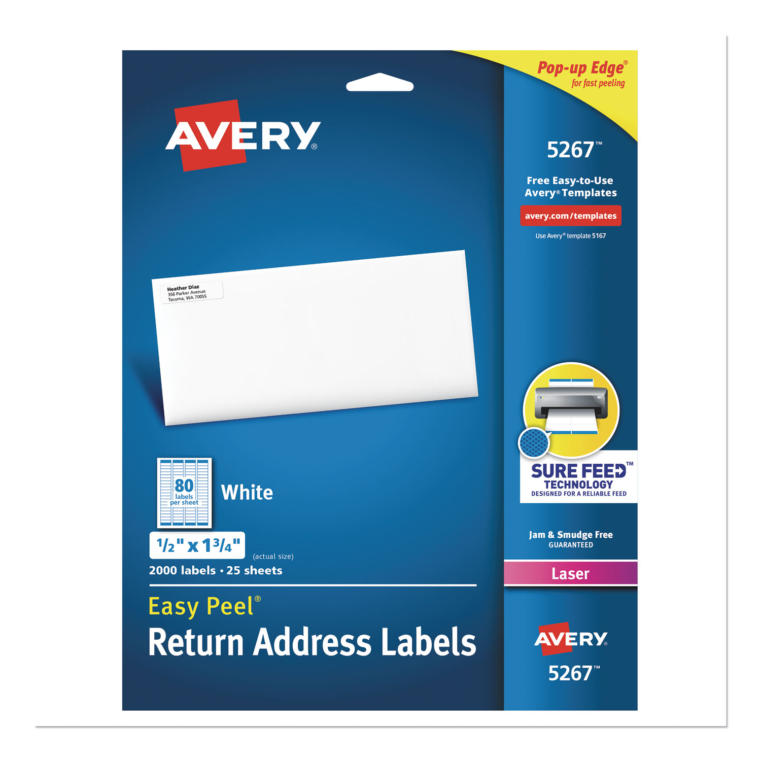 Avery 05261 Easy Peel White Address Labels with Sure Feed Technology