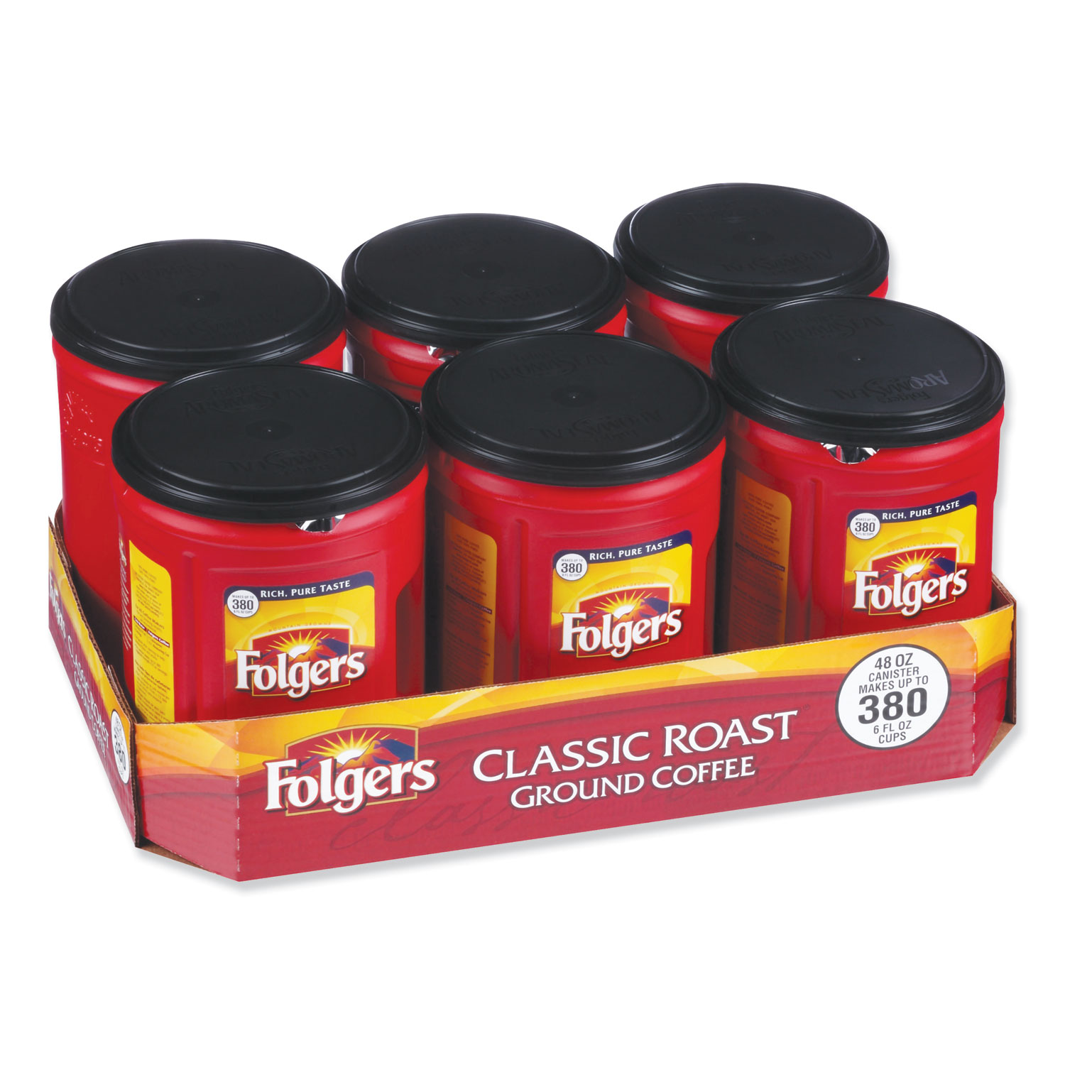  Folgers 2550000518 Coffee, Classic Roast, 48 oz Canister, 6/Carton (FOL00518X) 
