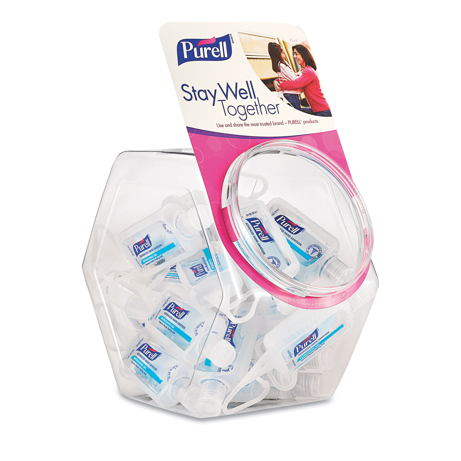  PURELL 3900-25-BWL Advanced Hand Sanitizer Refreshing Gel, Clean Scent, 1 oz Flip-Cap Bottle with Jelly Wrap Carrier and Display Bowl, 25/Bowl (GOJ390025BWL) 