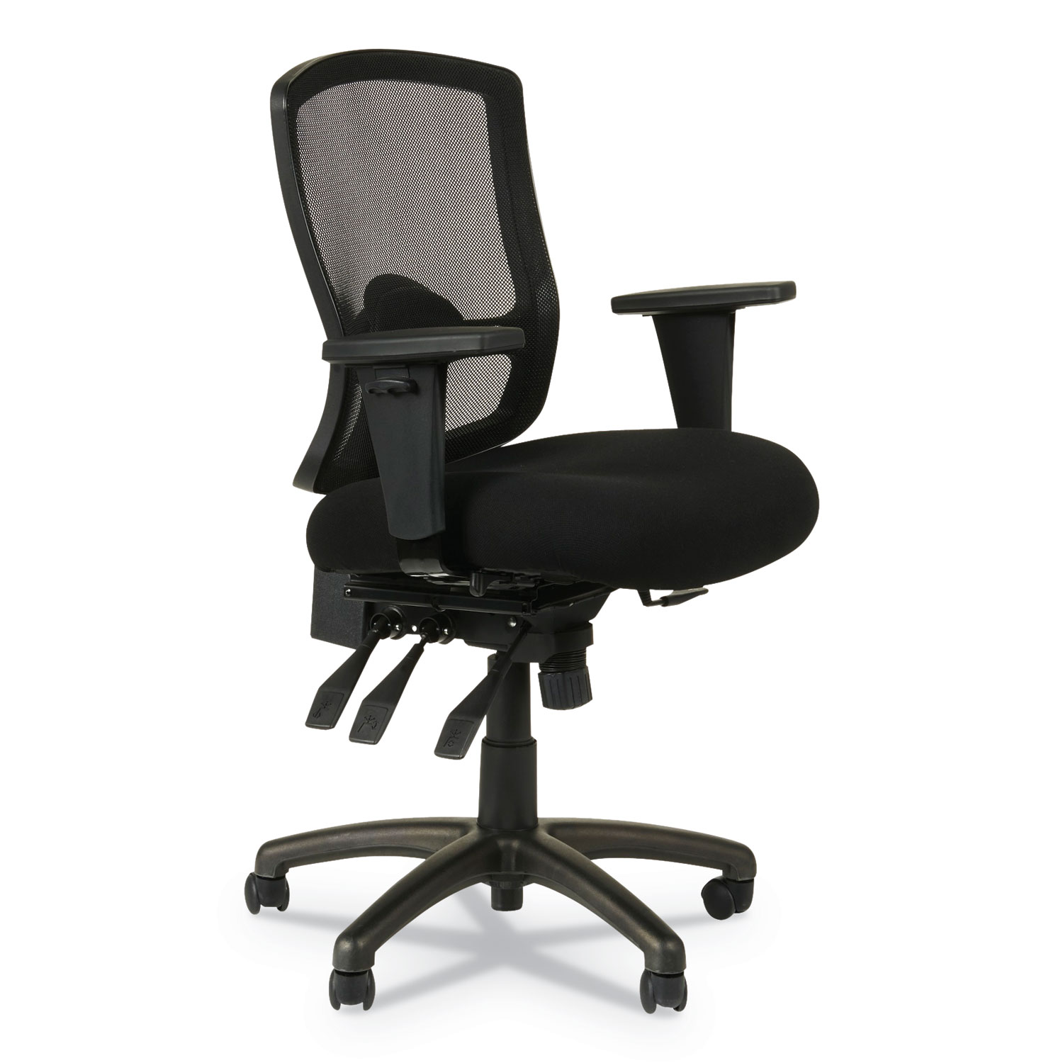  Alera ALEET4017 Alera Etros Series Mesh Mid-Back Petite Multifunction Chair, Supports up to 275 lbs., Black Seat/Black Back, Black Base (ALEET4017) 