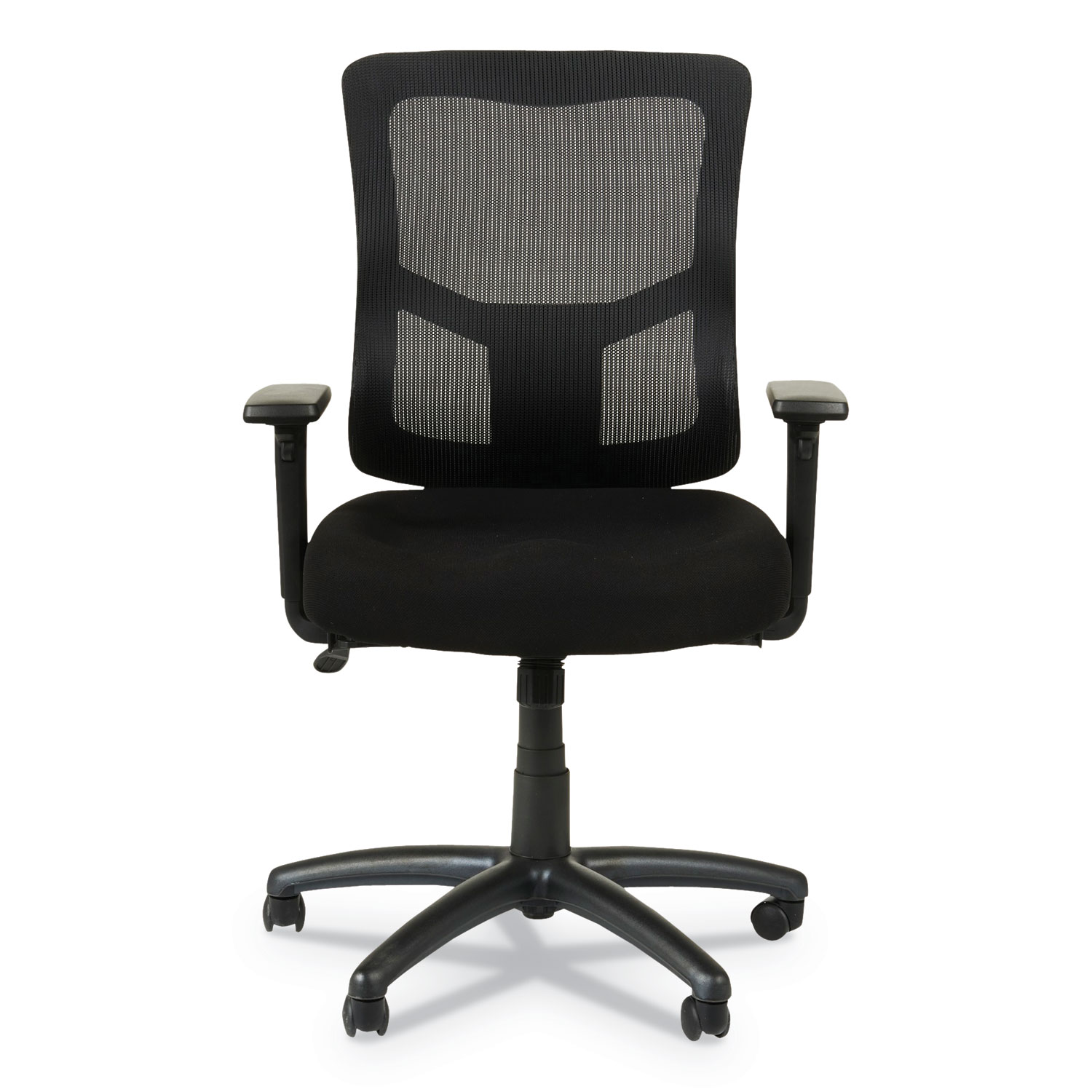  Alera ALEELT4214F Alera Elusion II Series Mesh Mid-Back Swivel/Tilt Chair with Adjustable Arms, Up to 275 lbs., Black Seat/Back, Black Base (ALEELT4214F) 