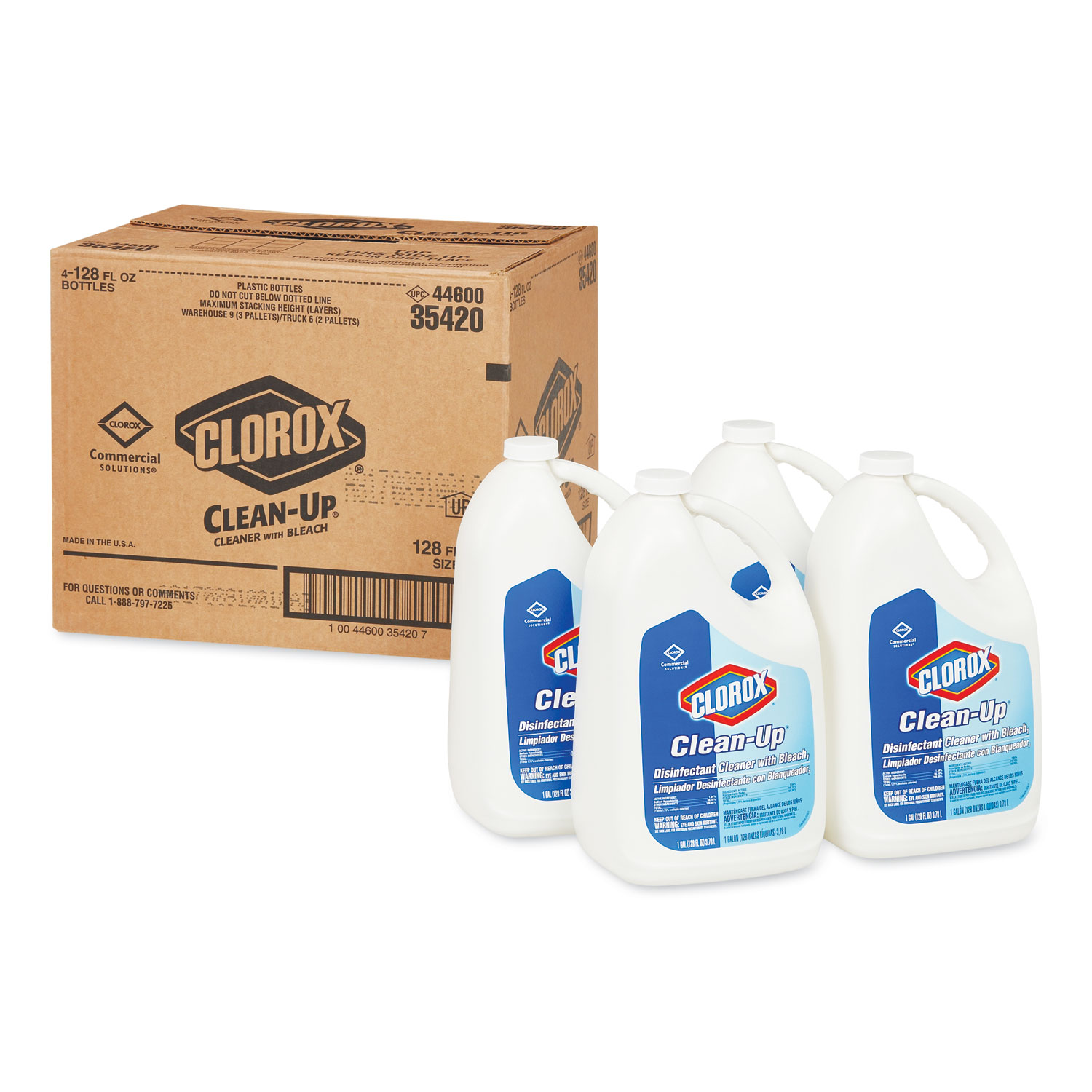  Clorox 35420 Clean-Up Disinfectant Cleaner with Bleach, Fresh, 128 oz Refill Bottle, 4/Carton (CLO35420CT) 
