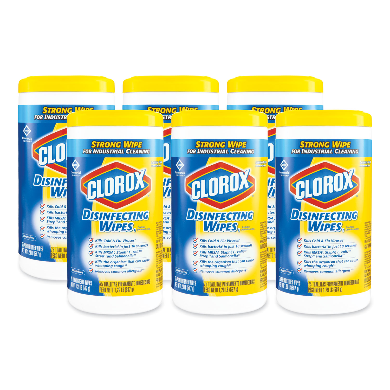  Clorox 15948CT Disinfecting Wipes, 7 x 8, Lemon Fresh, 75/Canister, 6/Carton (CLO15948CT) 