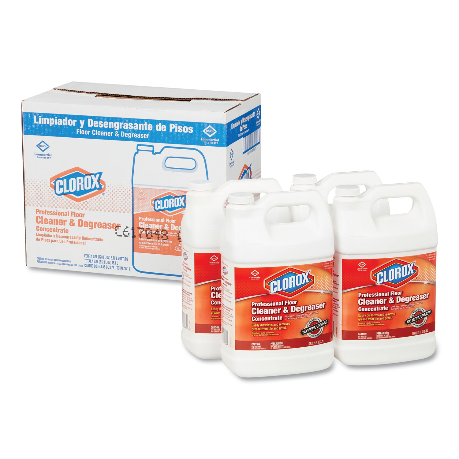  Clorox CLO 30892 Professional Floor Cleaner and Degreaser Concentrate, 1 gal Bottle, 4/Carton (CLO30892CT) 