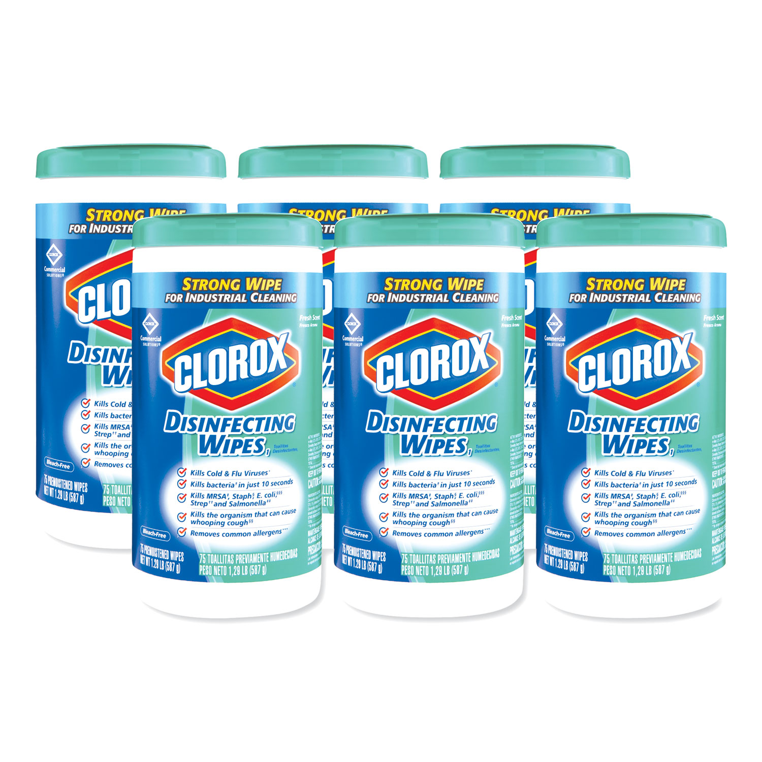  Clorox 15949CT Disinfecting Wipes, 7 x 8, Fresh Scent, 75/Canister, 6/Carton (CLO15949CT) 