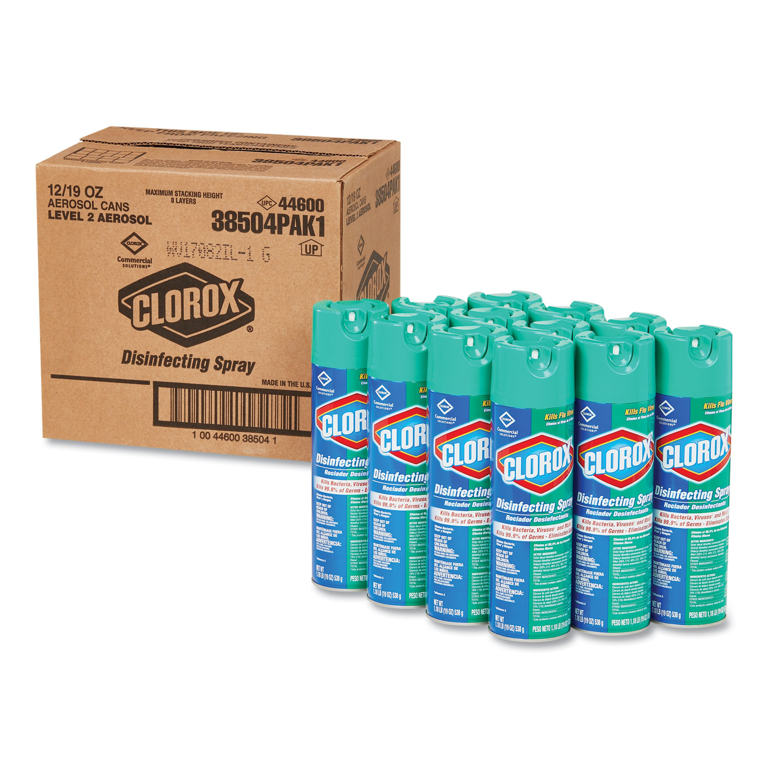  Clorox 38504 Disinfecting Spray, Fresh, 19oz Aerosol, 12/Carton (CLO38504CT) 