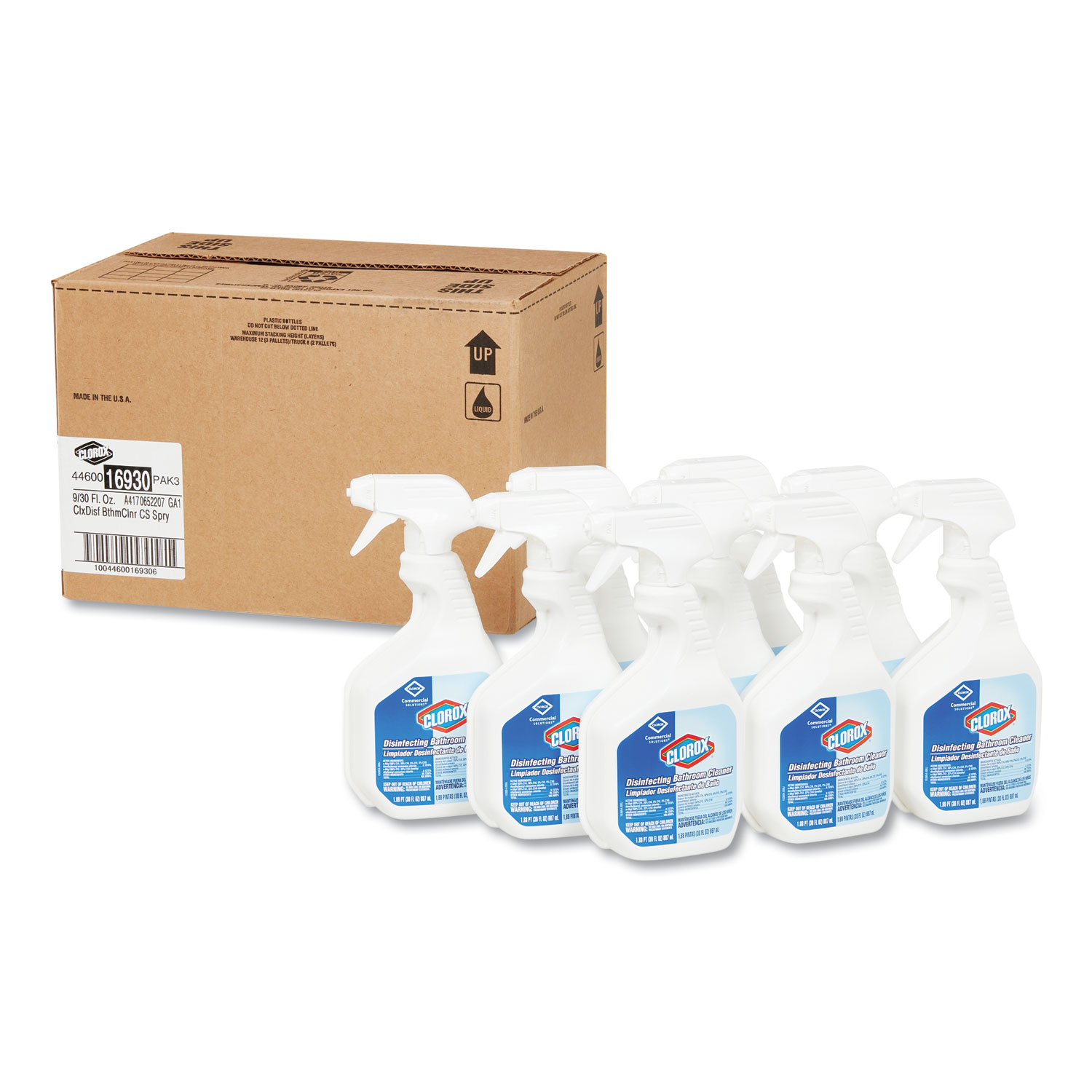  Clorox 16930 Disinfecting Bathroom Cleaner 30oz Spray Bottle, 9/Carton (CLO16930) 