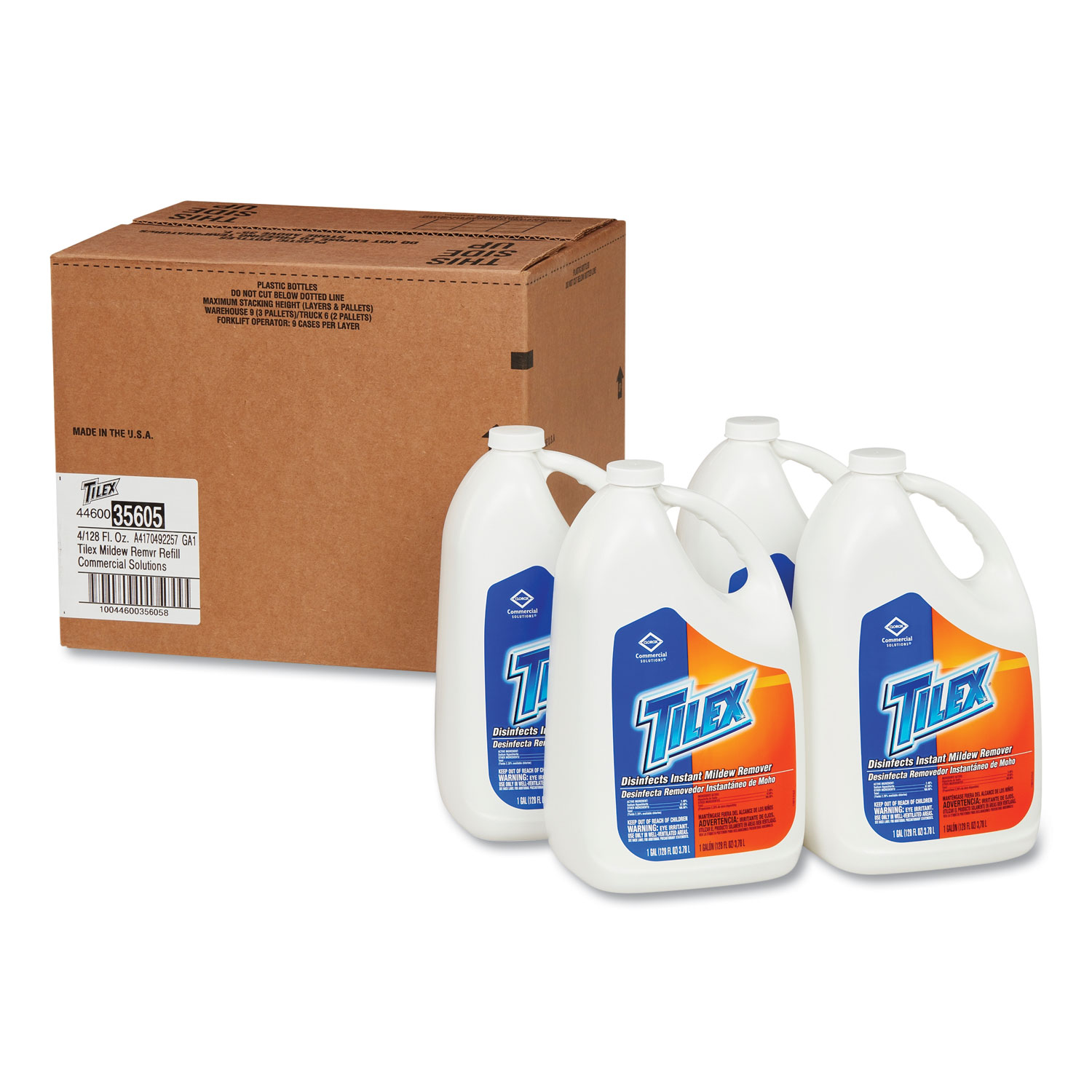  Tilex CLO 35605 Disinfects Instant Mildew Remover, 128 oz Refill Bottle, 4/Carton (CLO35605) 
