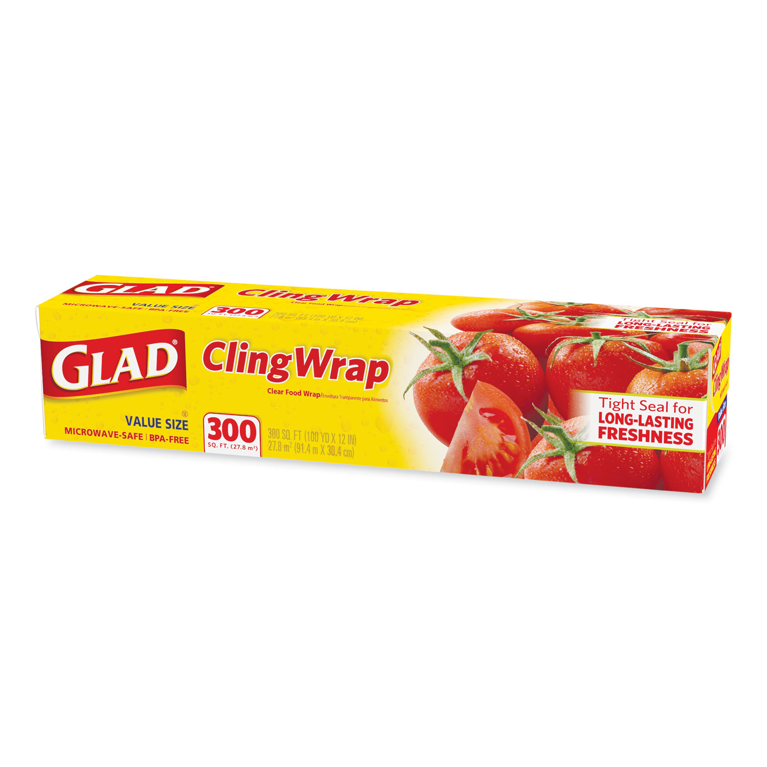 Cling Wrap Plastic Wrap, 300 Square Foot Roll, Clear, 12/Carton