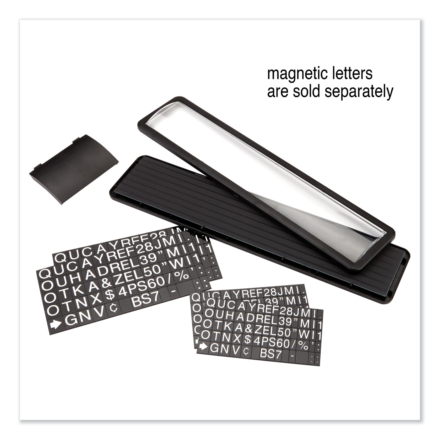 Magnetic Nameplate, Desk/Wall/Door, Black/Dark Gray Base, 13.1 x 3