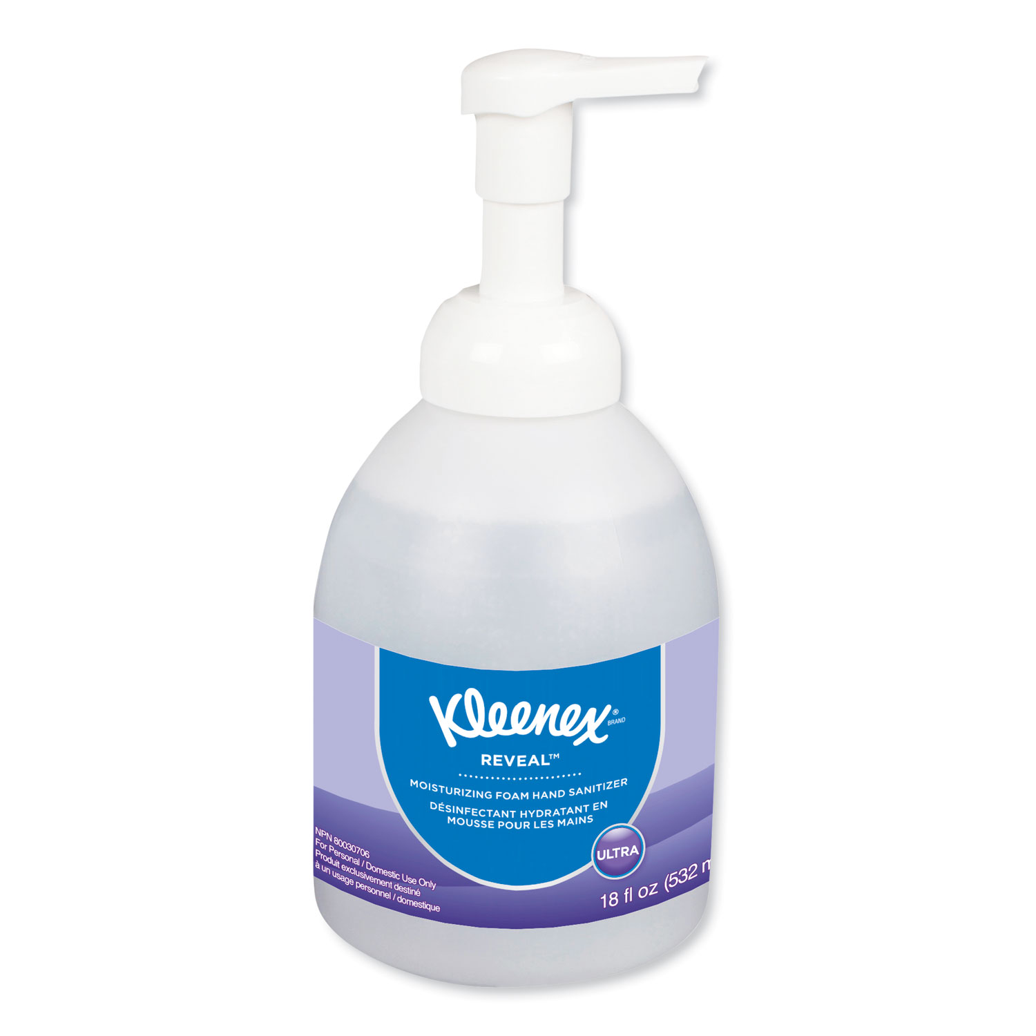  Kleenex 45826 Reveal Ultra Moisturizing Foam Hand Sanitizer, 18 oz Bottle, Clear, 4/Carton (KCC45826CT) 