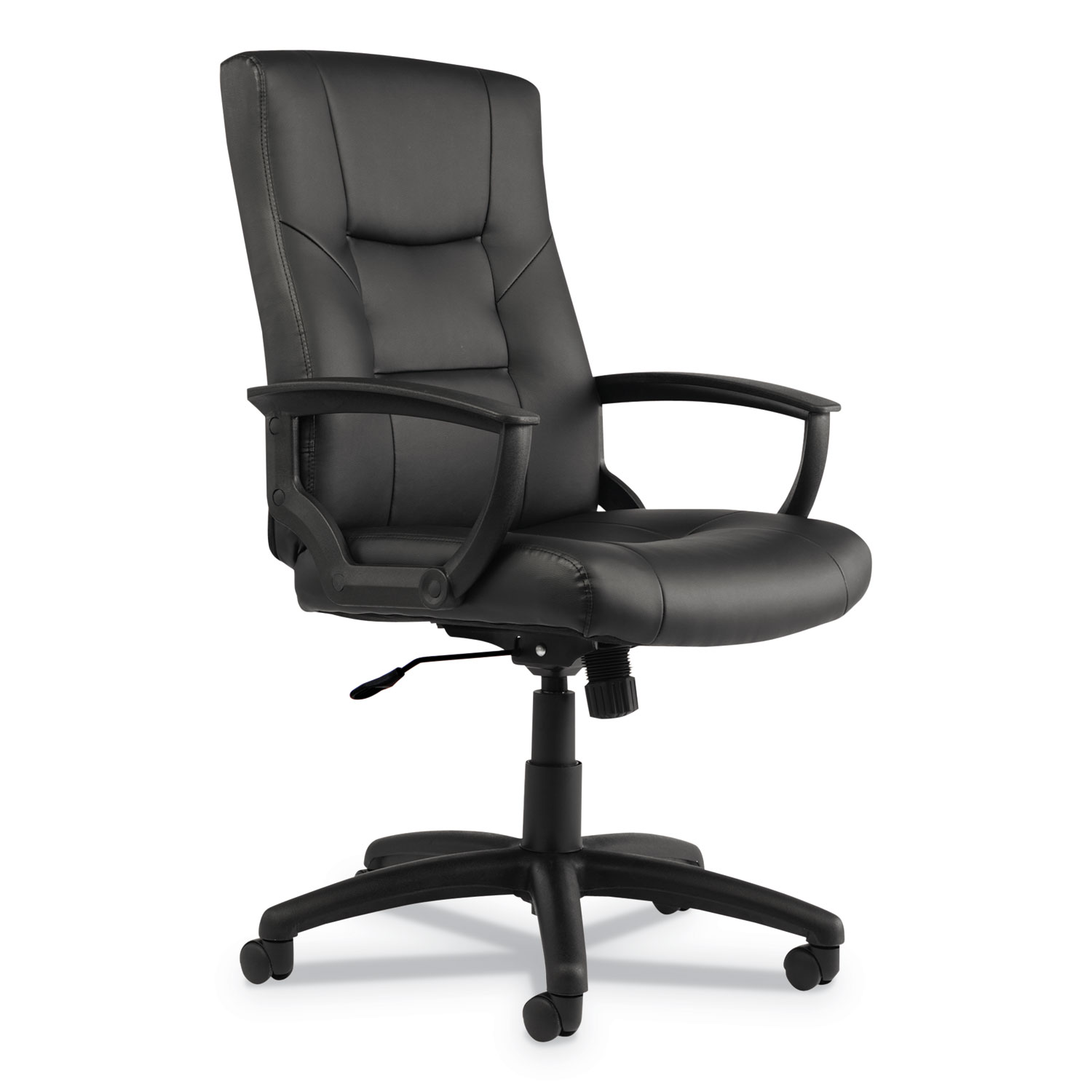  Alera ALEYR4119 Alera YR Series Executive High-Back Swivel/Tilt Leather Chair, Supports up to 275 lbs., Black Seat/Black Back, Black Base (ALEYR4119) 