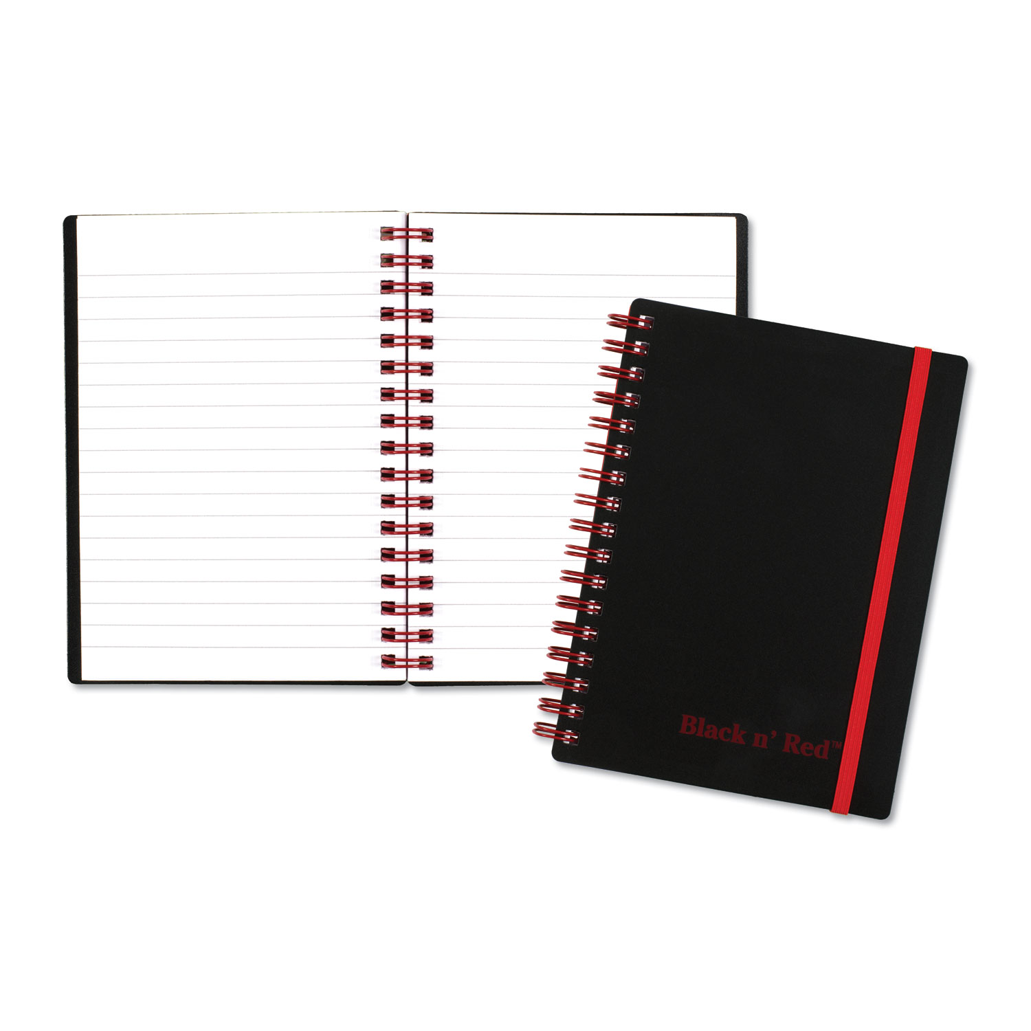  Black n' Red F67010 Twin Wire Poly Cover Notebook, Wide/Legal Rule, Black Cover, 5.88 x 4.13, 70 Sheets (JDKF67010) 