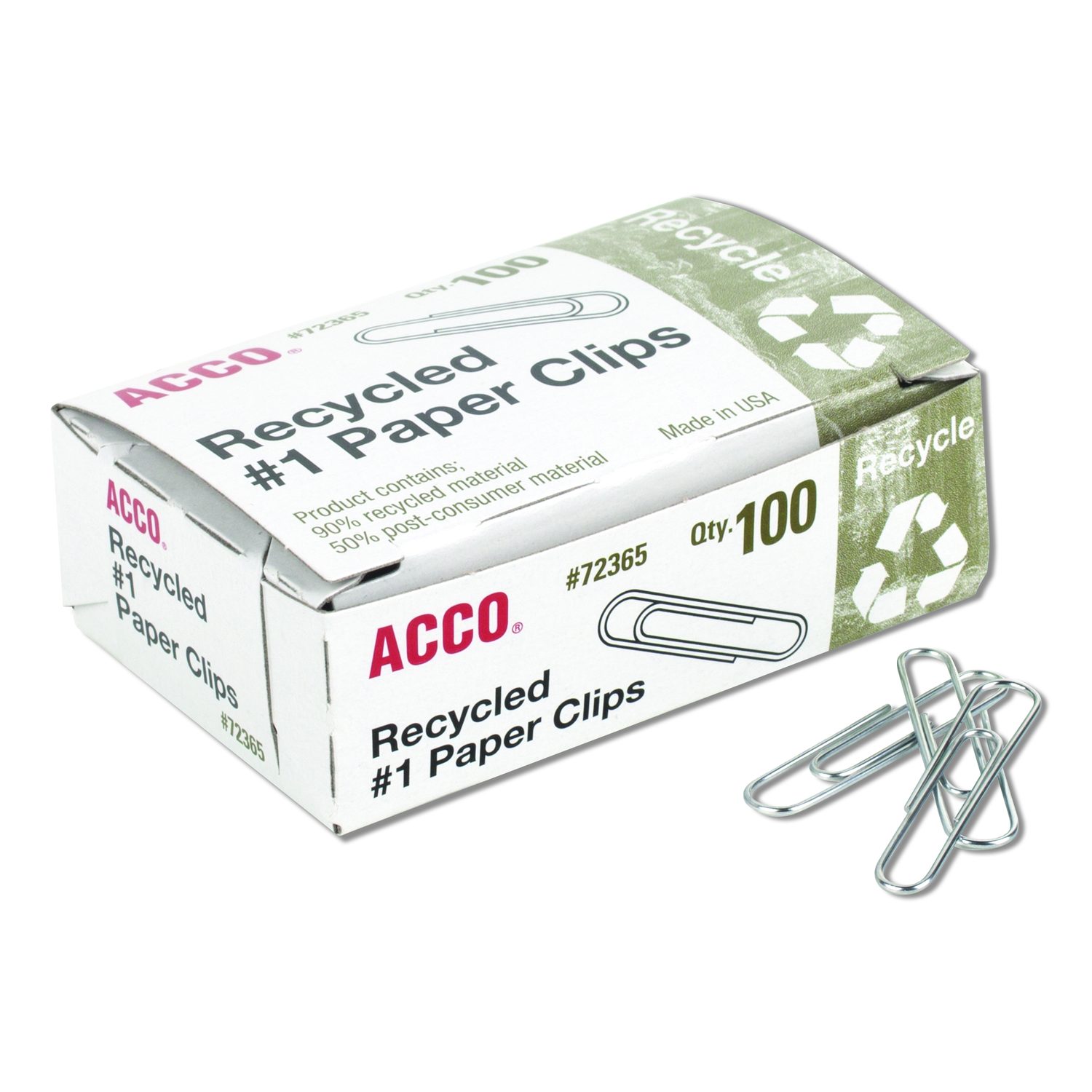thumbnail image 2 of ACCO #1 Smooth Paper Clips – Silver, 100ct Box (Lot Of 10 Boxes) NEW 2 of 3