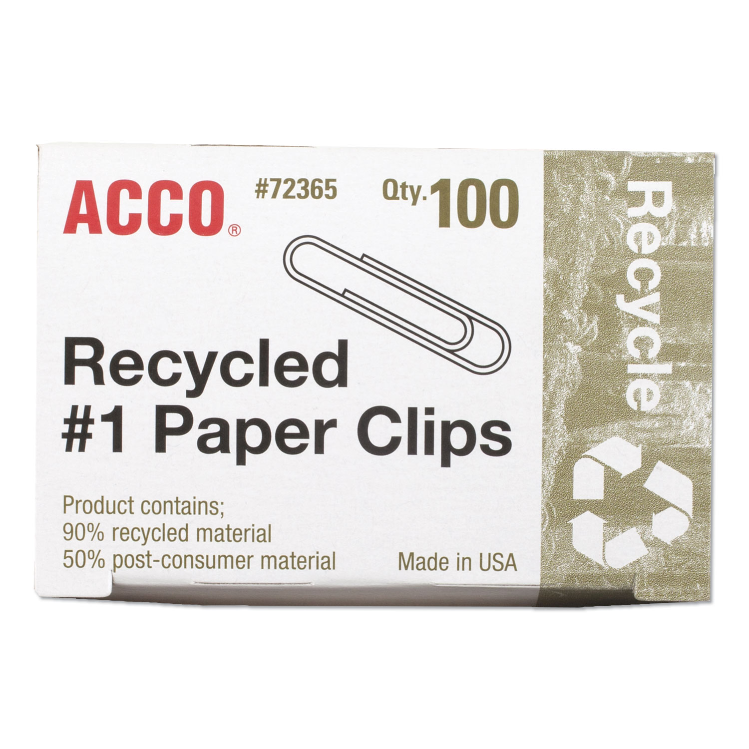 ACCO Smooth Standard Paper Clip, #3, Silver, 100/Box, 10 Boxes