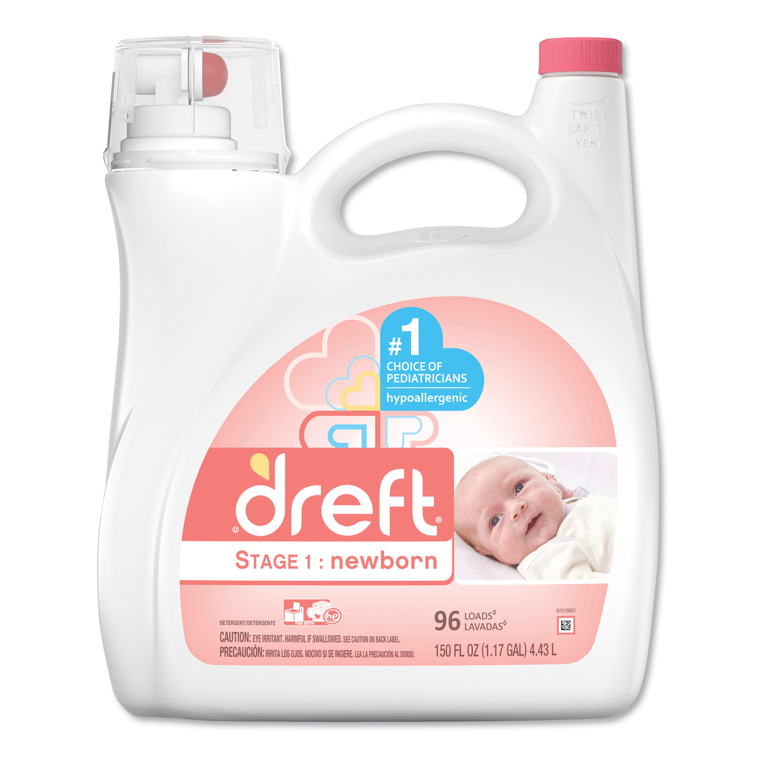  Dreft 80377 Ultra Laundry Detergent, Liquid, Baby Powder Scent, 150 oz Bottle, 4/Carton (PGC80377CT) 