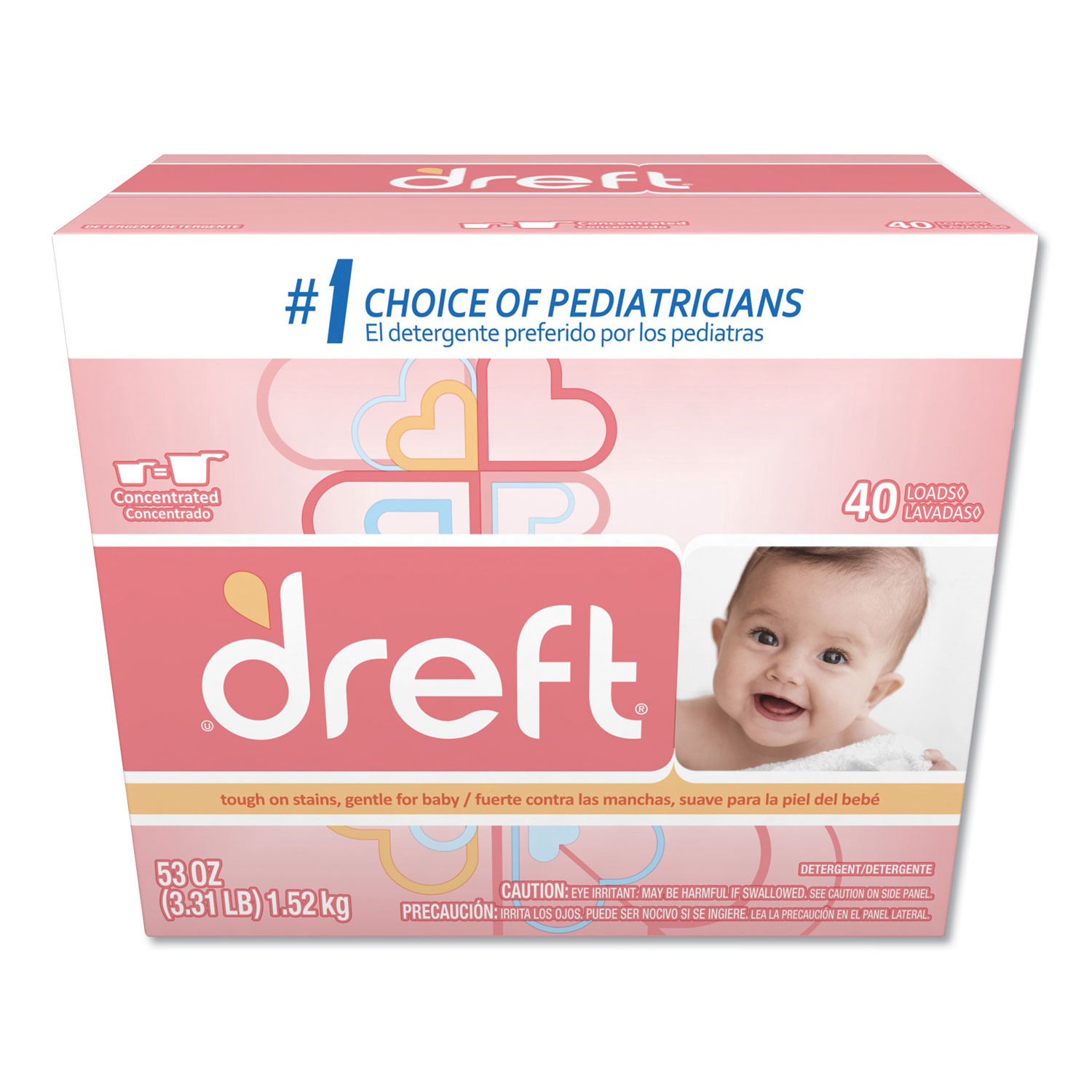  Dreft 85882 Ultra Powdered Laundry Detergent, Baby Powder Scent, 53 oz Box, 4/Carton (PGC85882) 