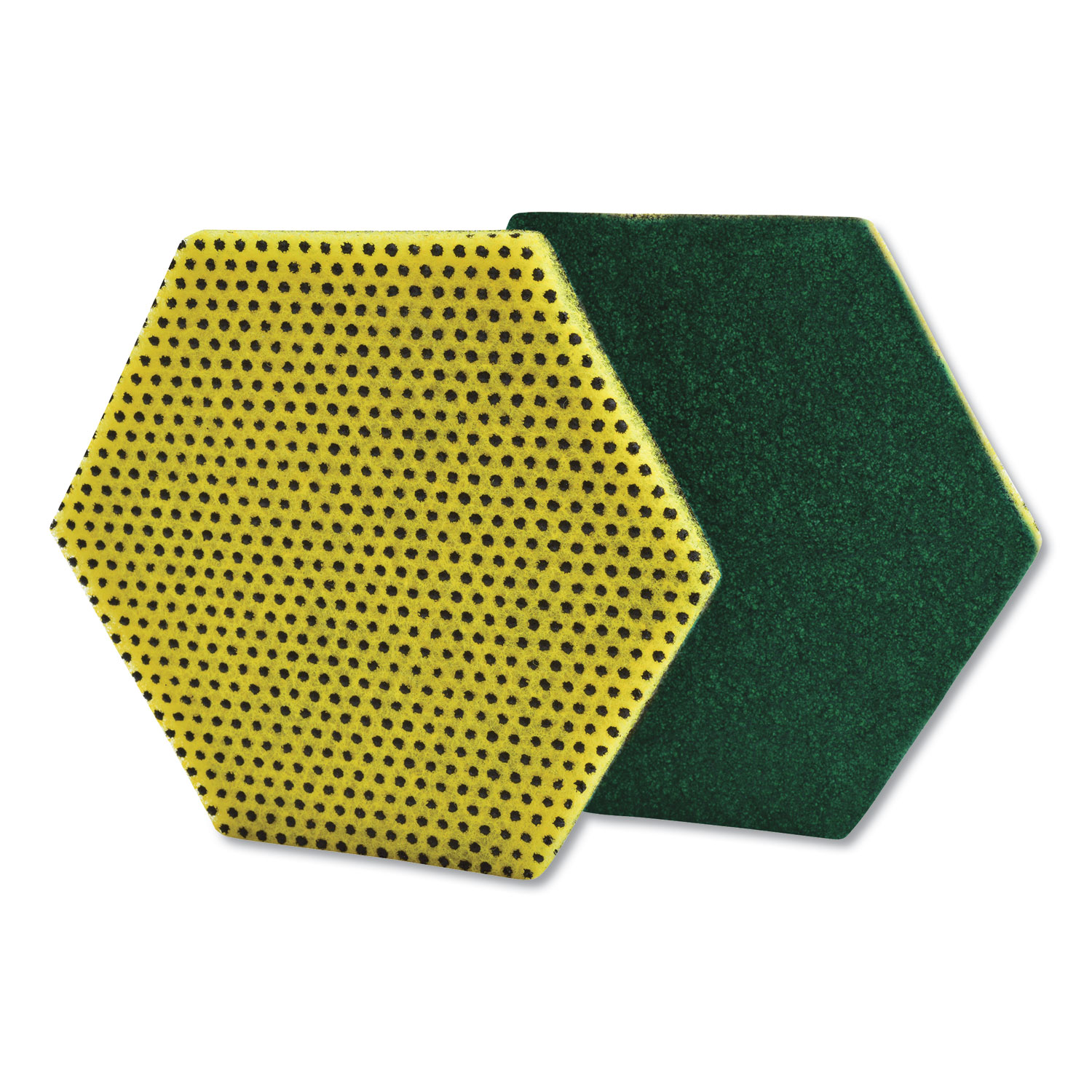  Scotch-Brite 96HEX Dual Purpose Scour Pad, 5 x 5, Green/Yellow, 15/Carton (MMM96HEX) 