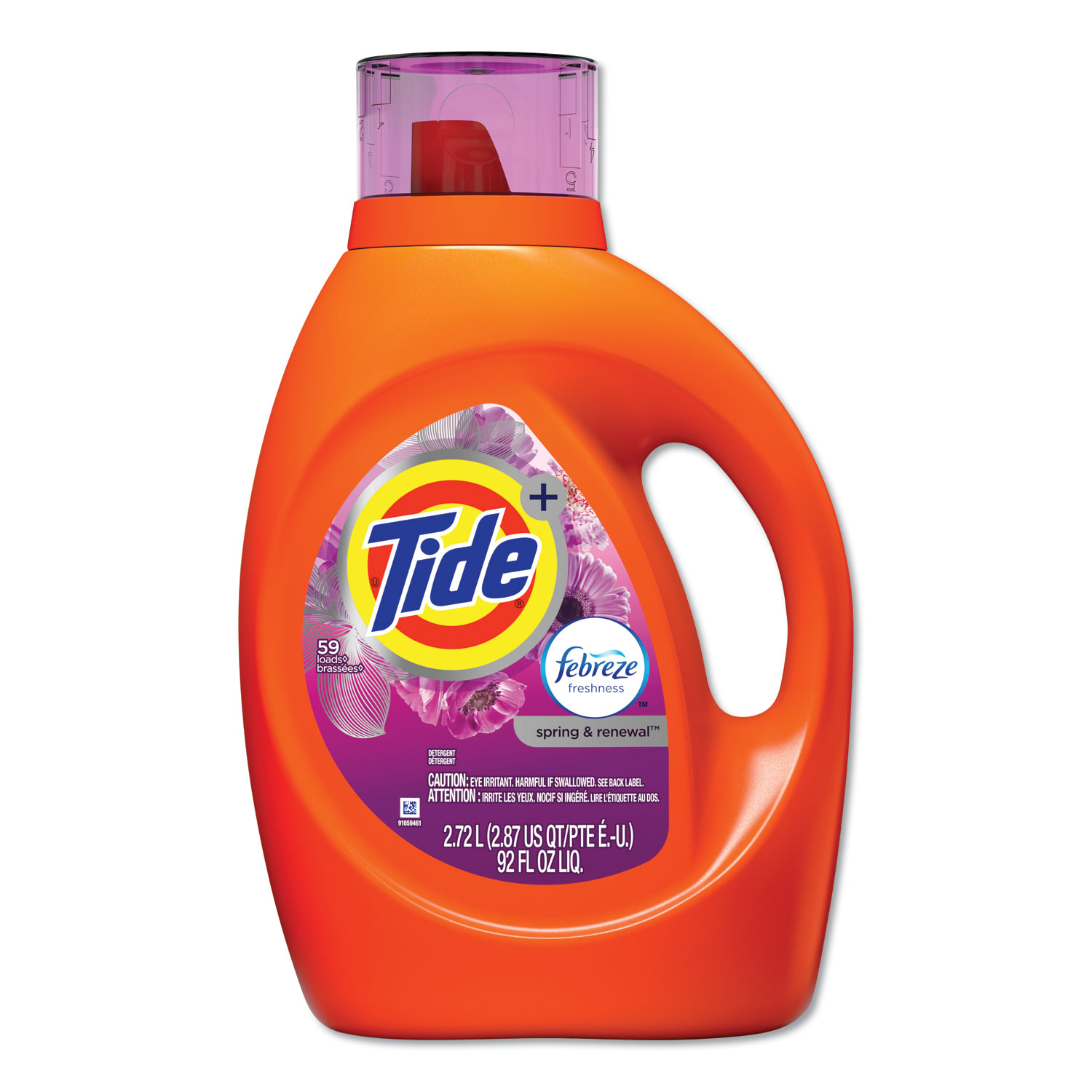  Tide 87566 Plus Febreze Liquid Laundry Detergent, Spring & Renewal, 92oz Bottle (PGC87566EA) 